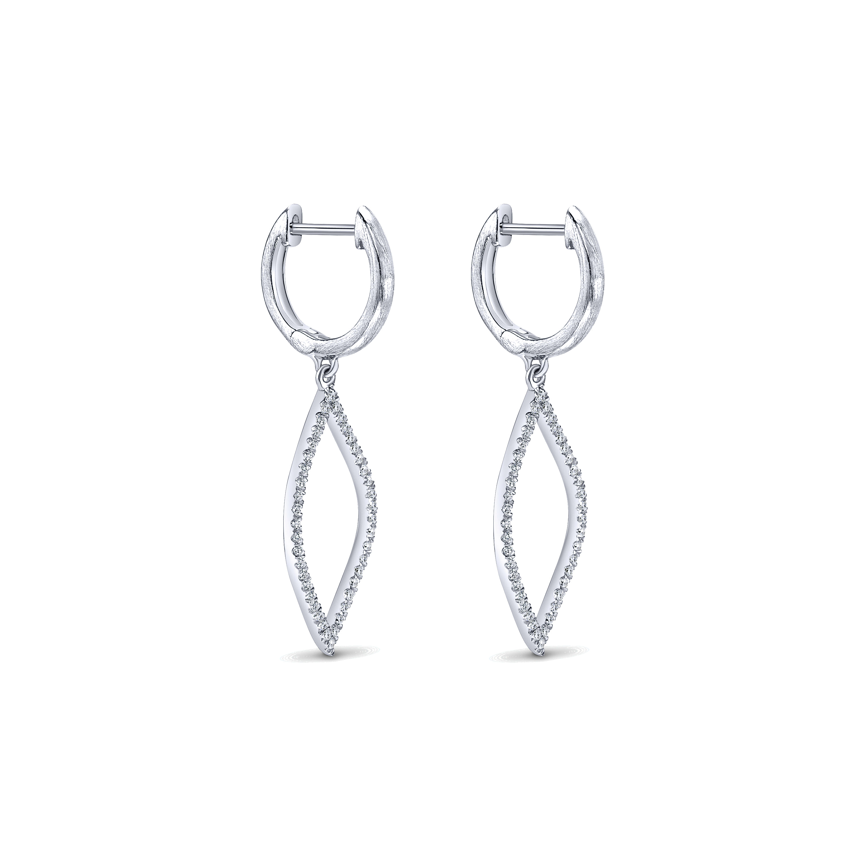 14k White Gold Diamond Drop Earrings angle 2 14k White Gold Diamond Drop Earrings angle 2