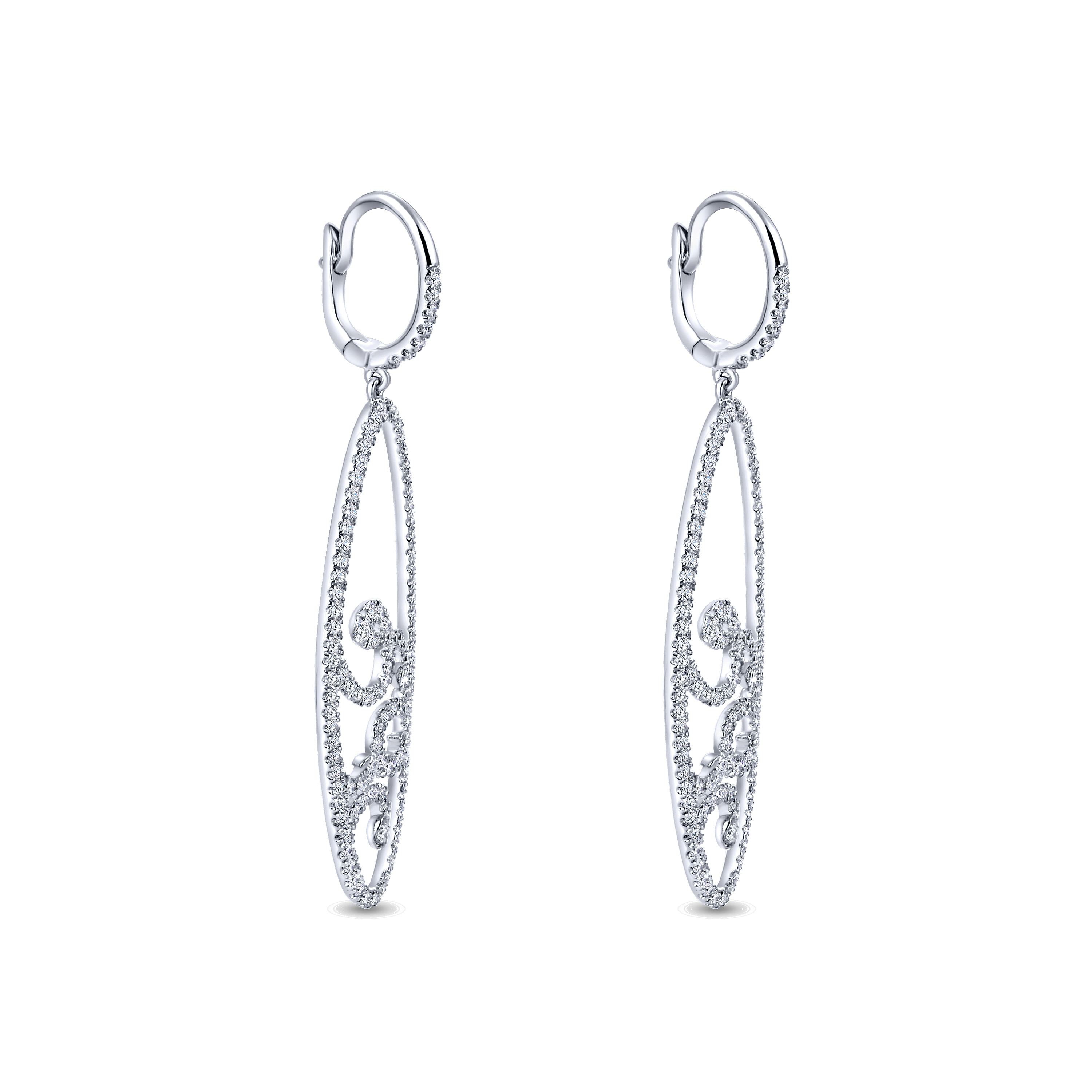 14k White Gold Diamond Drop Earrings angle 2 14k White Gold Diamond Drop Earrings angle 2