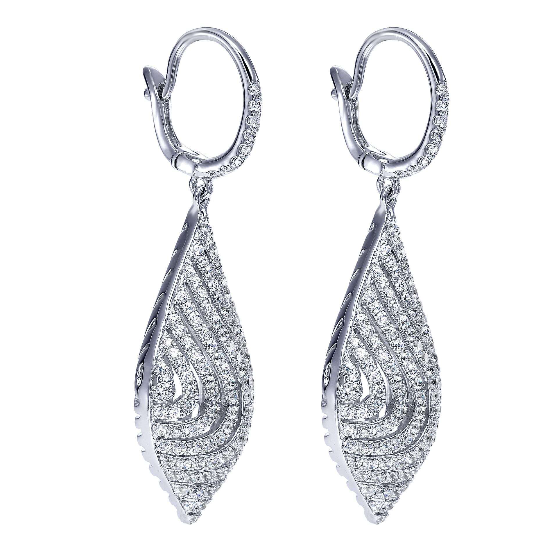 14k White Gold Diamond Drop Earrings angle 2 14k White Gold Diamond Drop Earrings angle 2