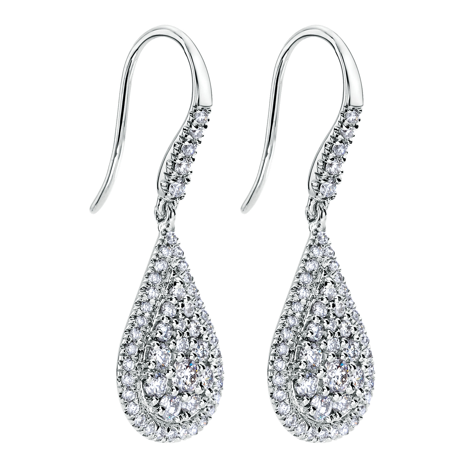 14k White Gold Diamond Drop Earrings angle 2 14k White Gold Diamond Drop Earrings angle 2