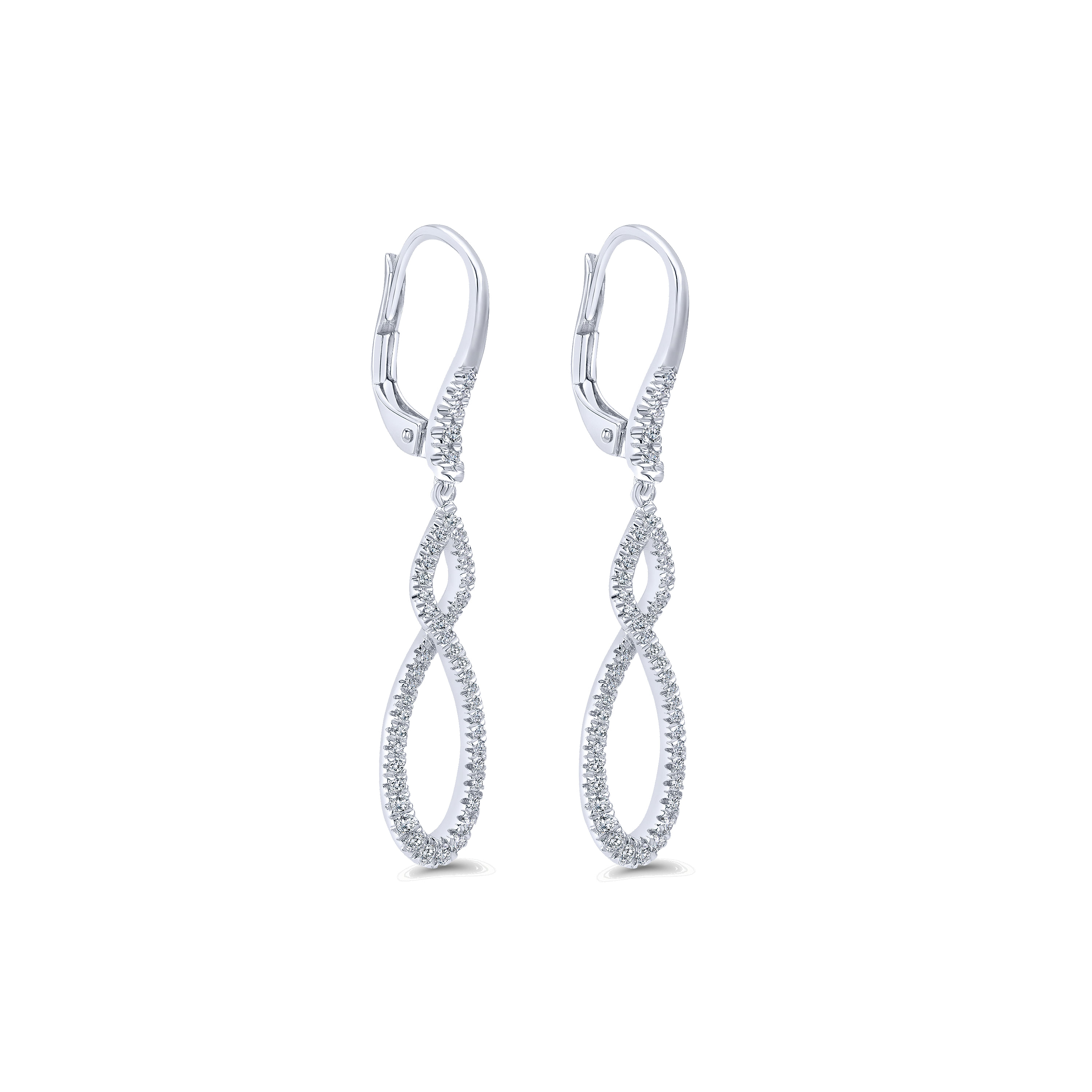 14k White Gold Diamond Drop Earrings angle 2 14k White Gold Diamond Drop Earrings angle 2