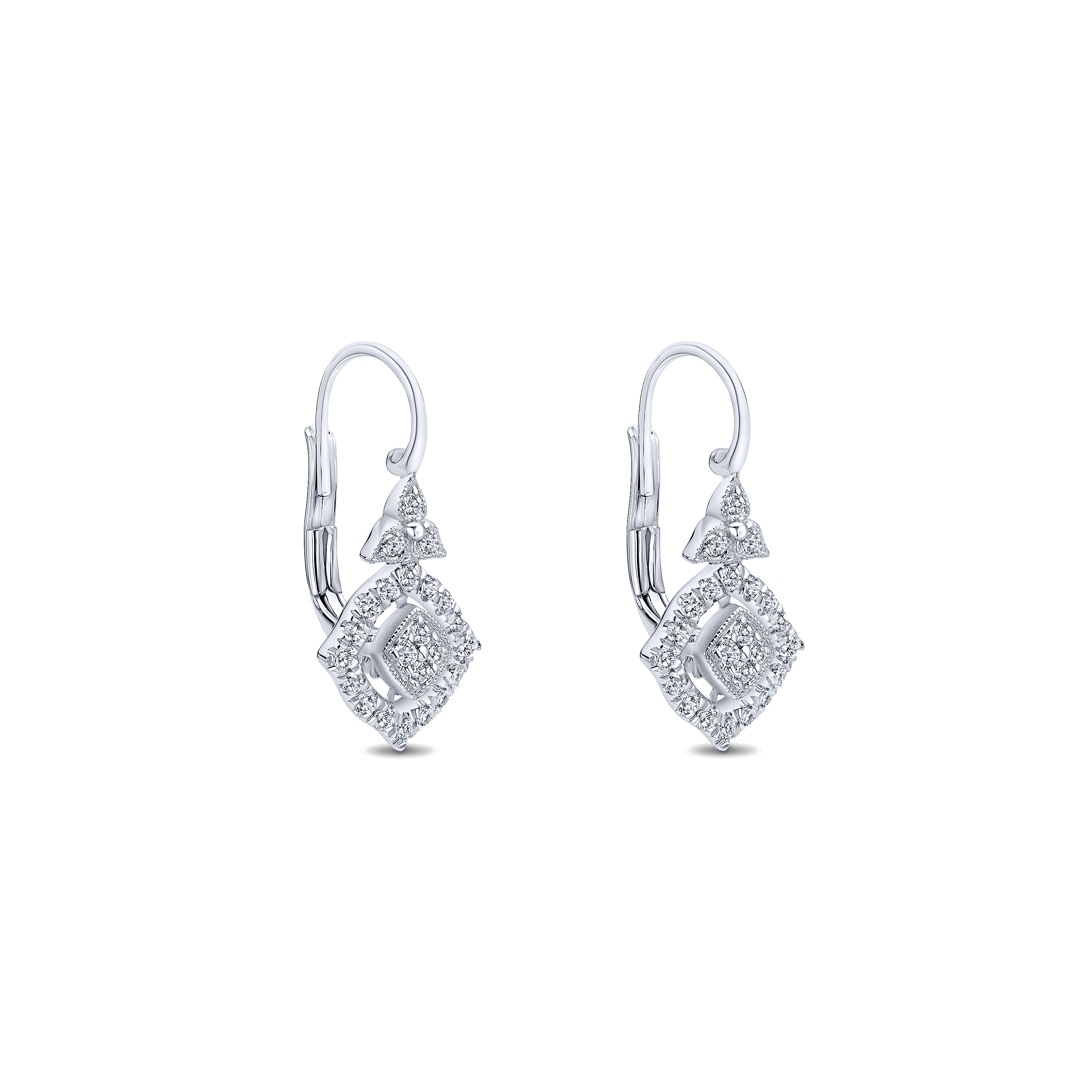 14k White Gold Diamond Drop Earrings angle 2 14k White Gold Diamond Drop Earrings angle 2