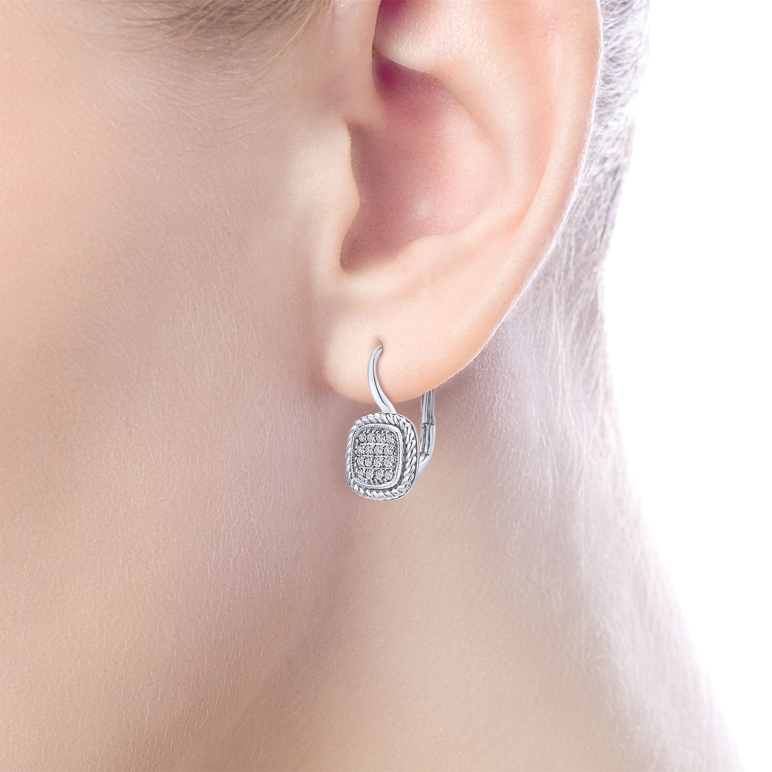 14k White Gold Diamond Drop Earrings angle 2 14k White Gold Diamond Drop Earrings angle 2
