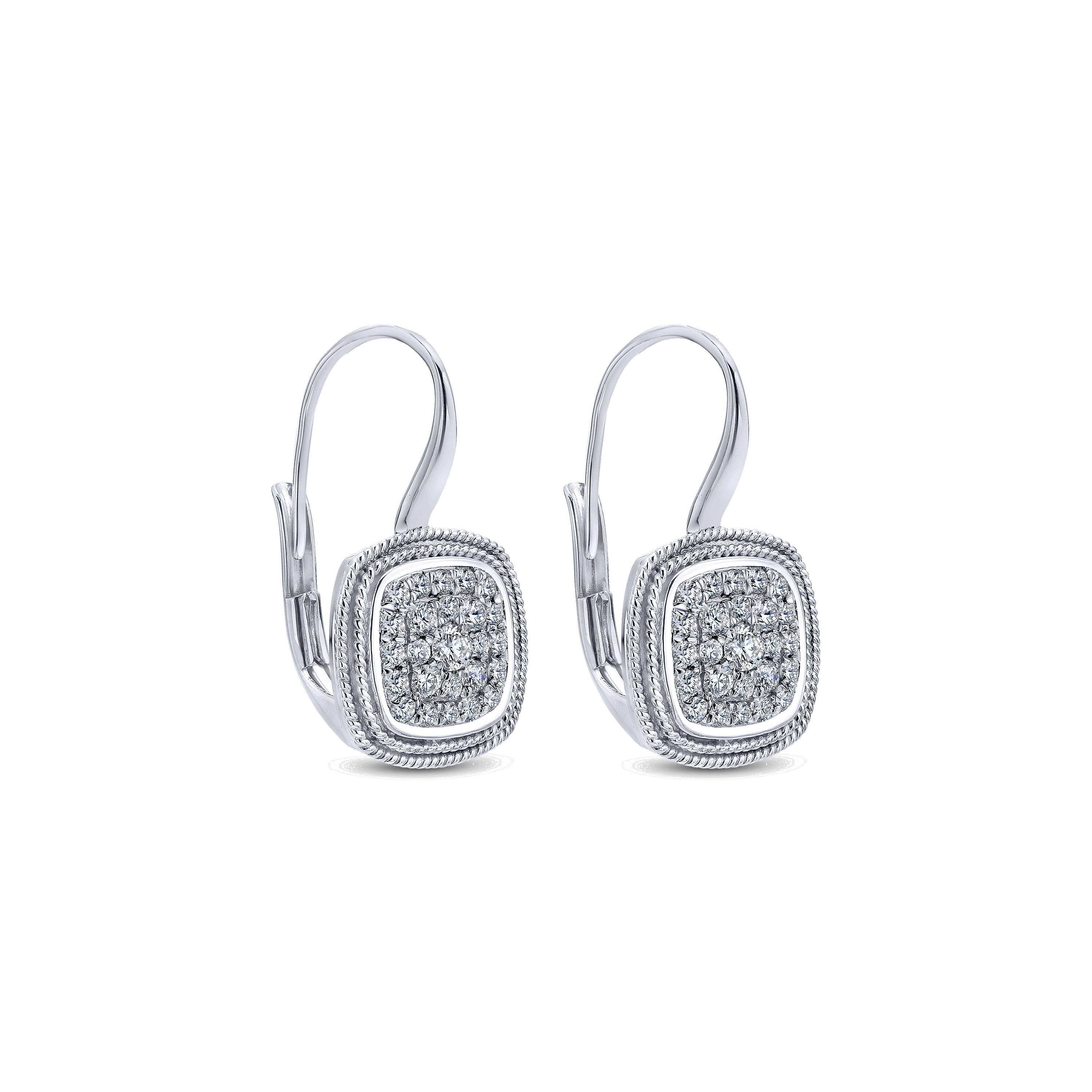 14k White Gold Diamond Drop Earrings angle 2 14k White Gold Diamond Drop Earrings angle 2