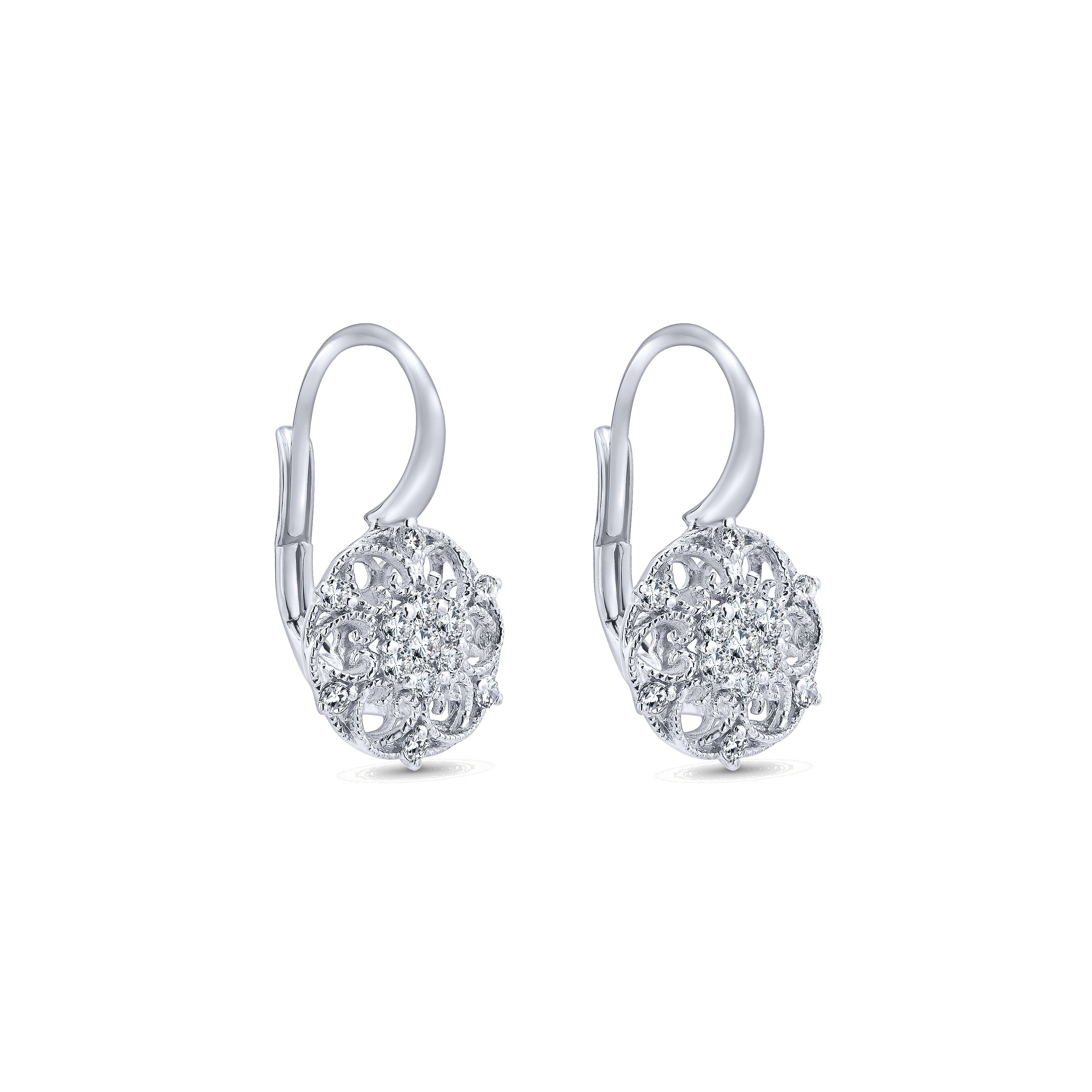 14k White Gold Diamond Drop Earrings angle 2 14k White Gold Diamond Drop Earrings angle 2