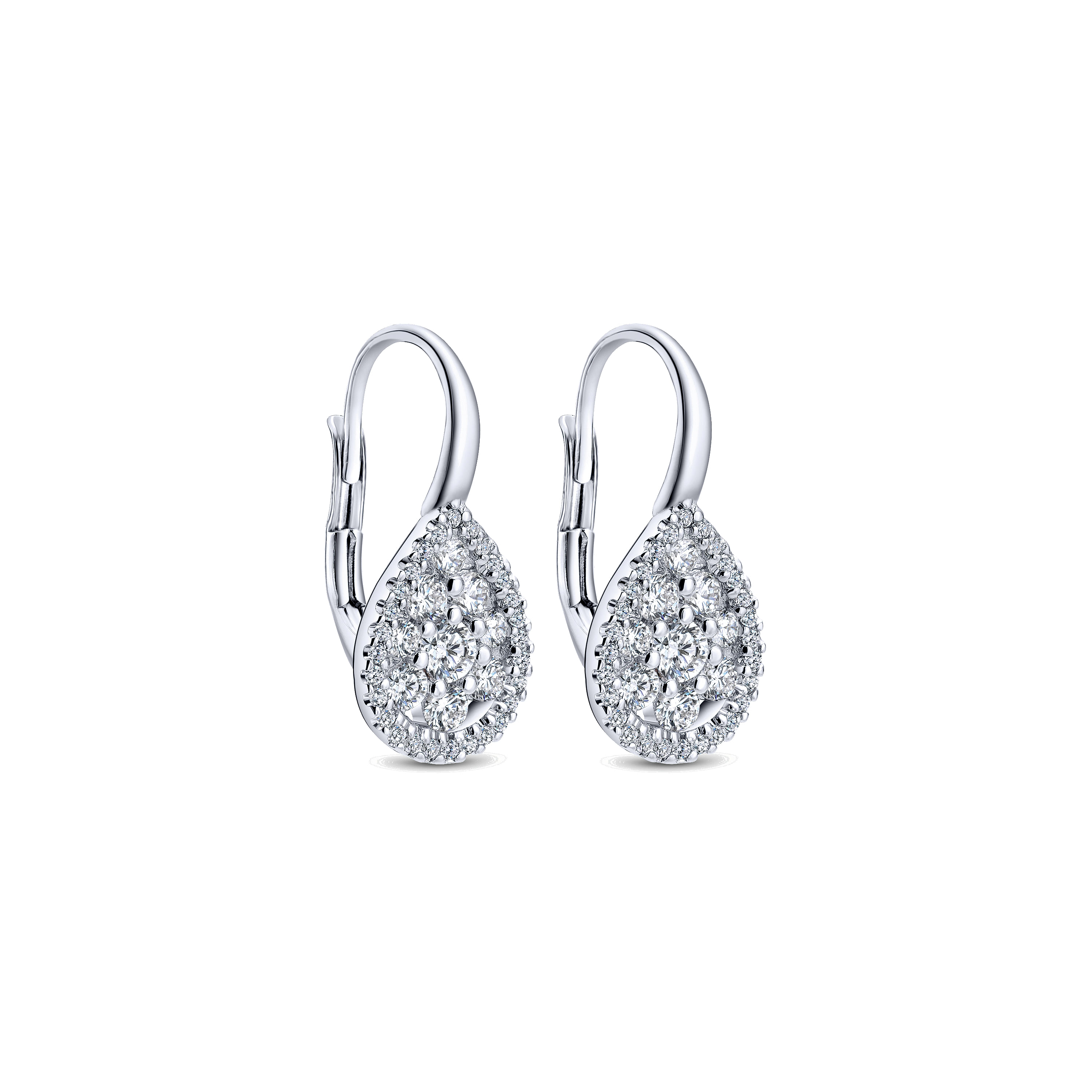14k White Gold Diamond Drop Earrings angle 2 14k White Gold Diamond Drop Earrings angle 2