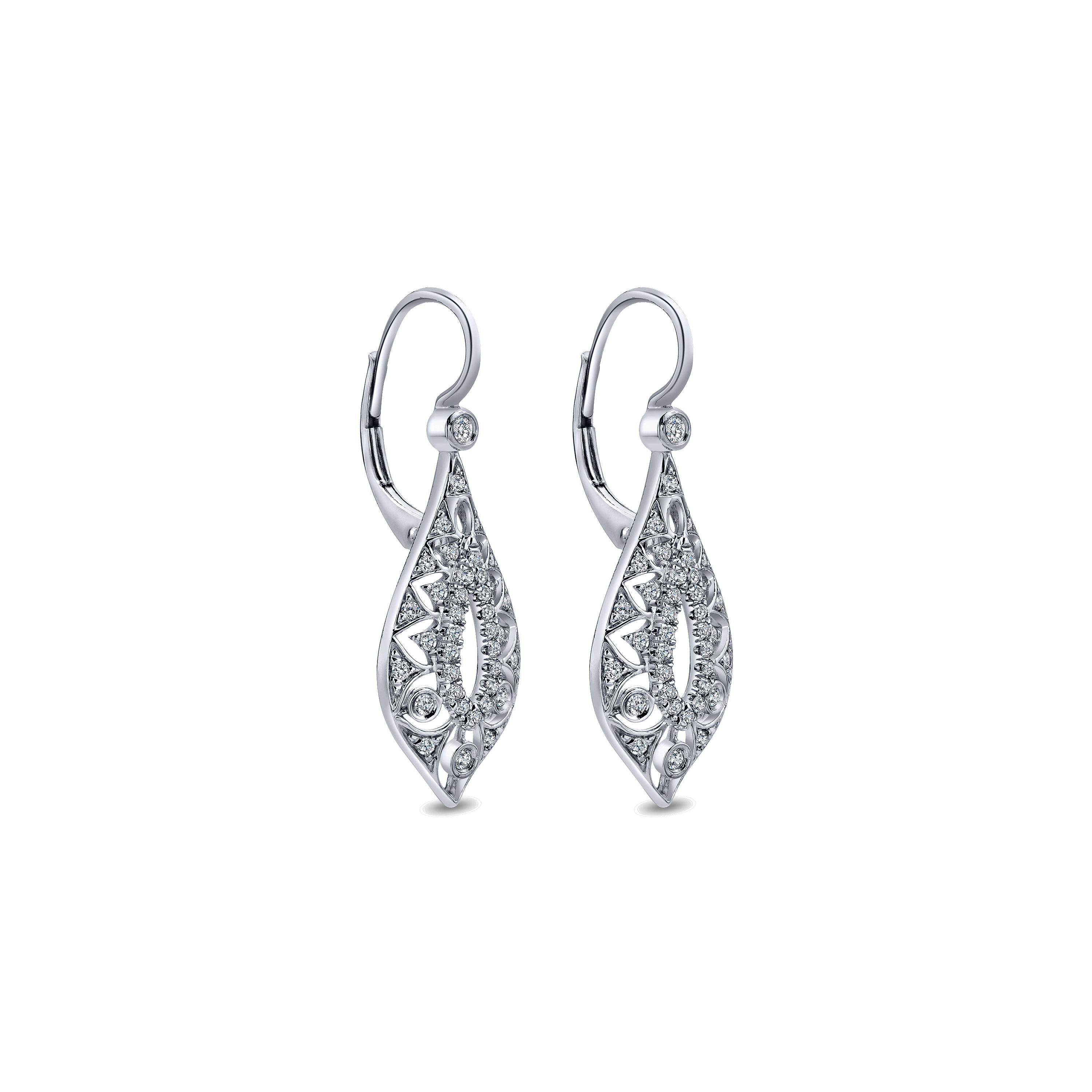 14k White Gold Diamond Drop Earrings angle 2 14k White Gold Diamond Drop Earrings angle 2