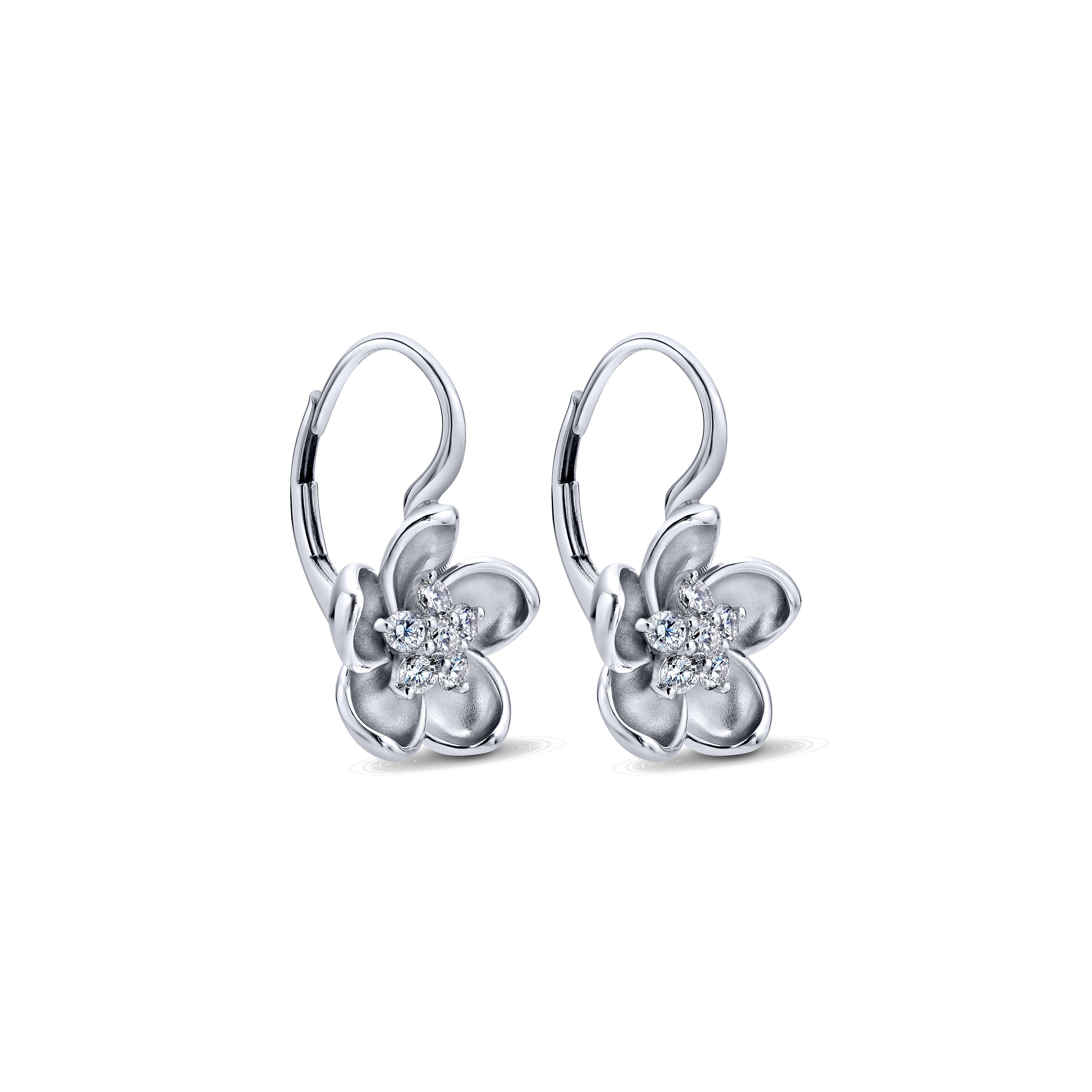 14k White Gold Diamond Drop Earrings angle 2 14k White Gold Diamond Drop Earrings angle 2