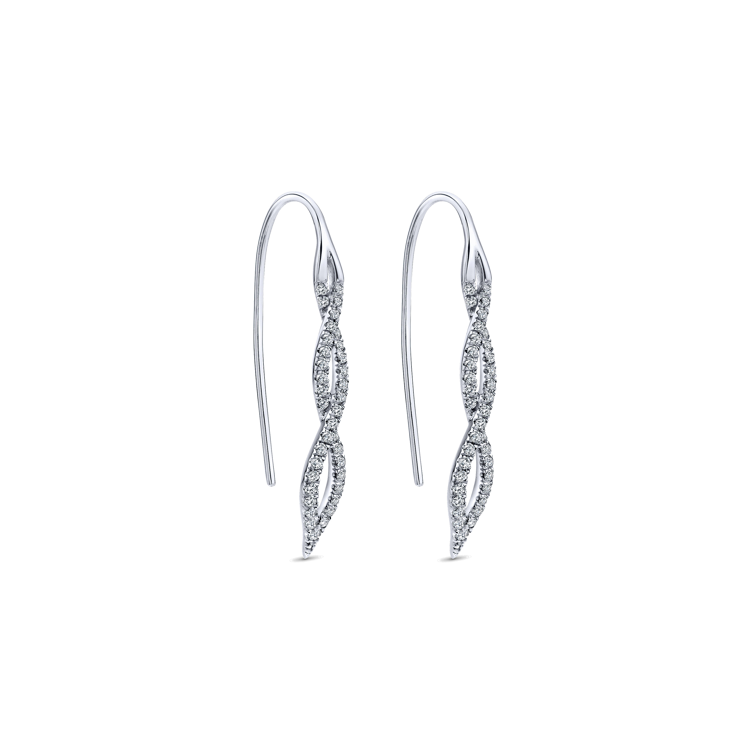 14k White Gold Diamond Drop Earrings angle 2 14k White Gold Diamond Drop Earrings angle 2