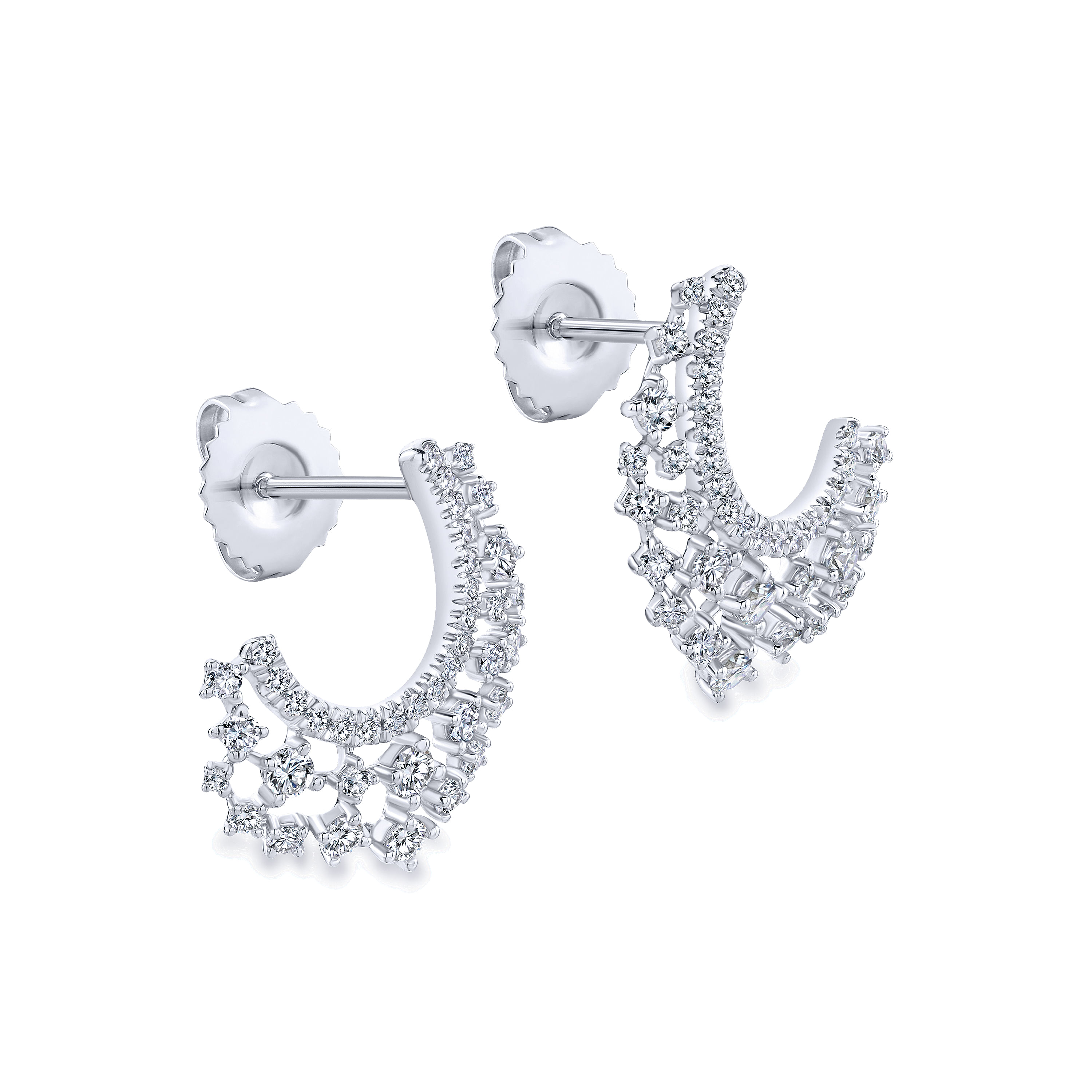 14k White Gold Diamond Drop Earrings angle 2 14k White Gold Diamond Drop Earrings angle 2
