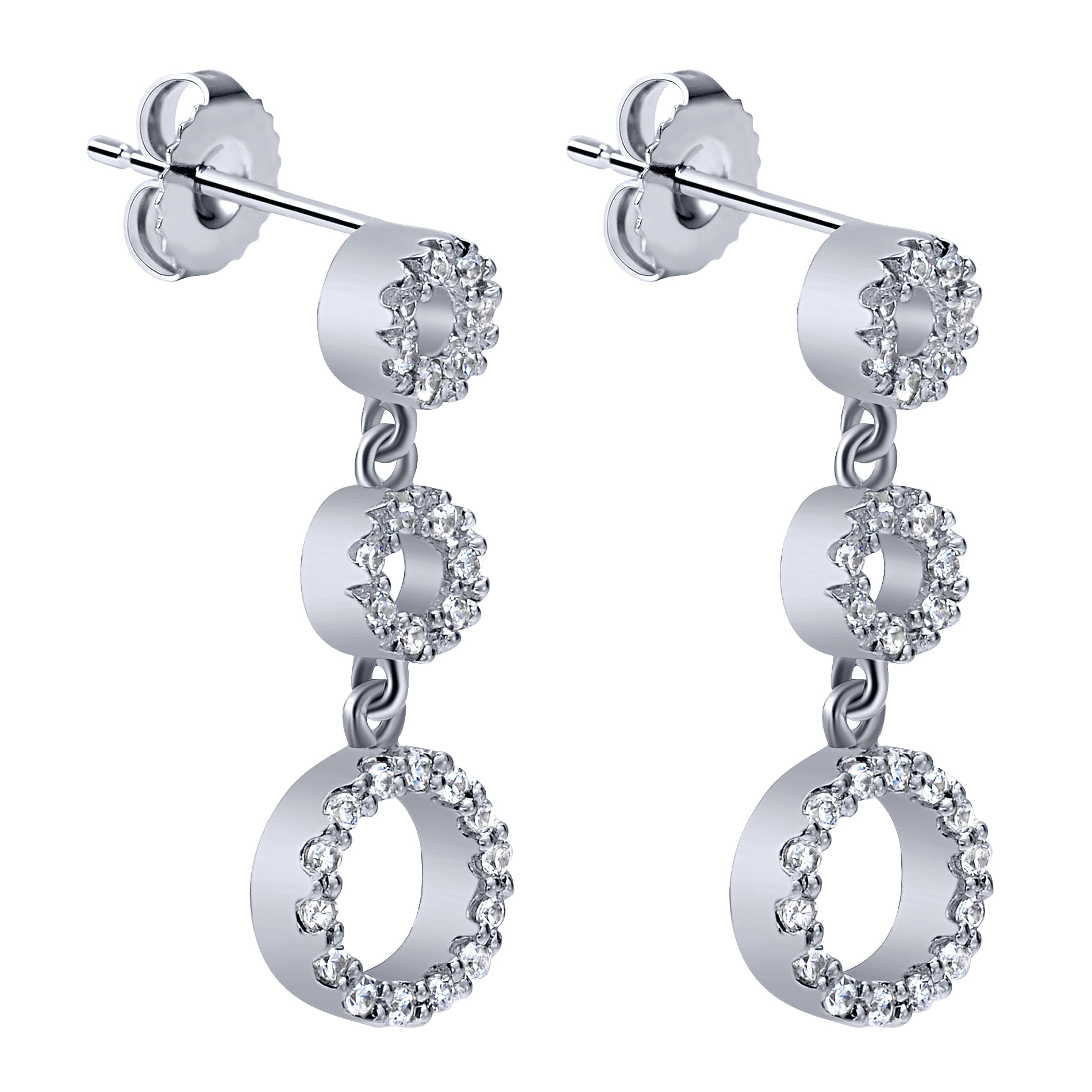 14k White Gold Diamond Drop Earrings angle 2 14k White Gold Diamond Drop Earrings angle 2