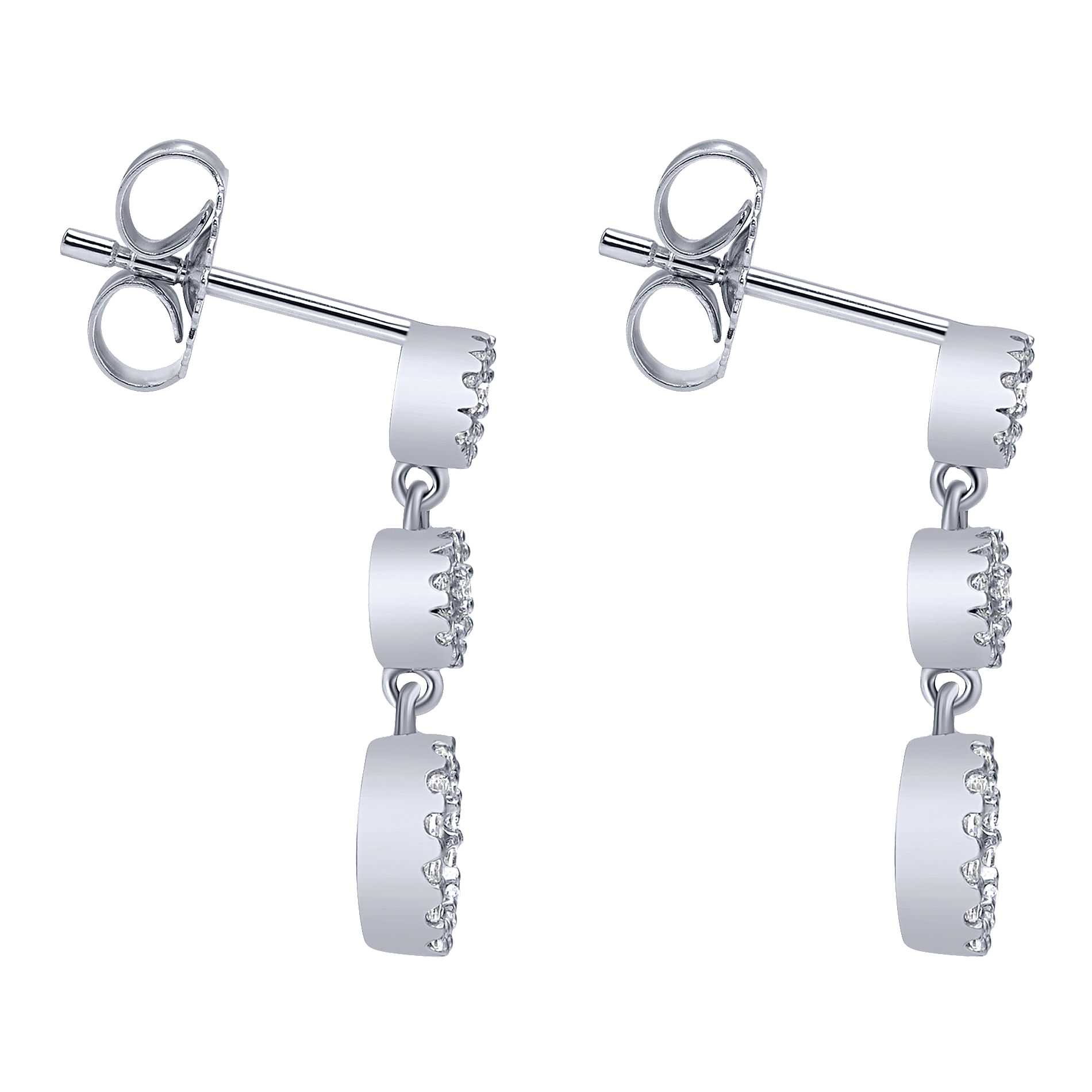14k White Gold Diamond Drop Earrings angle 3 14k White Gold Diamond Drop Earrings angle 3