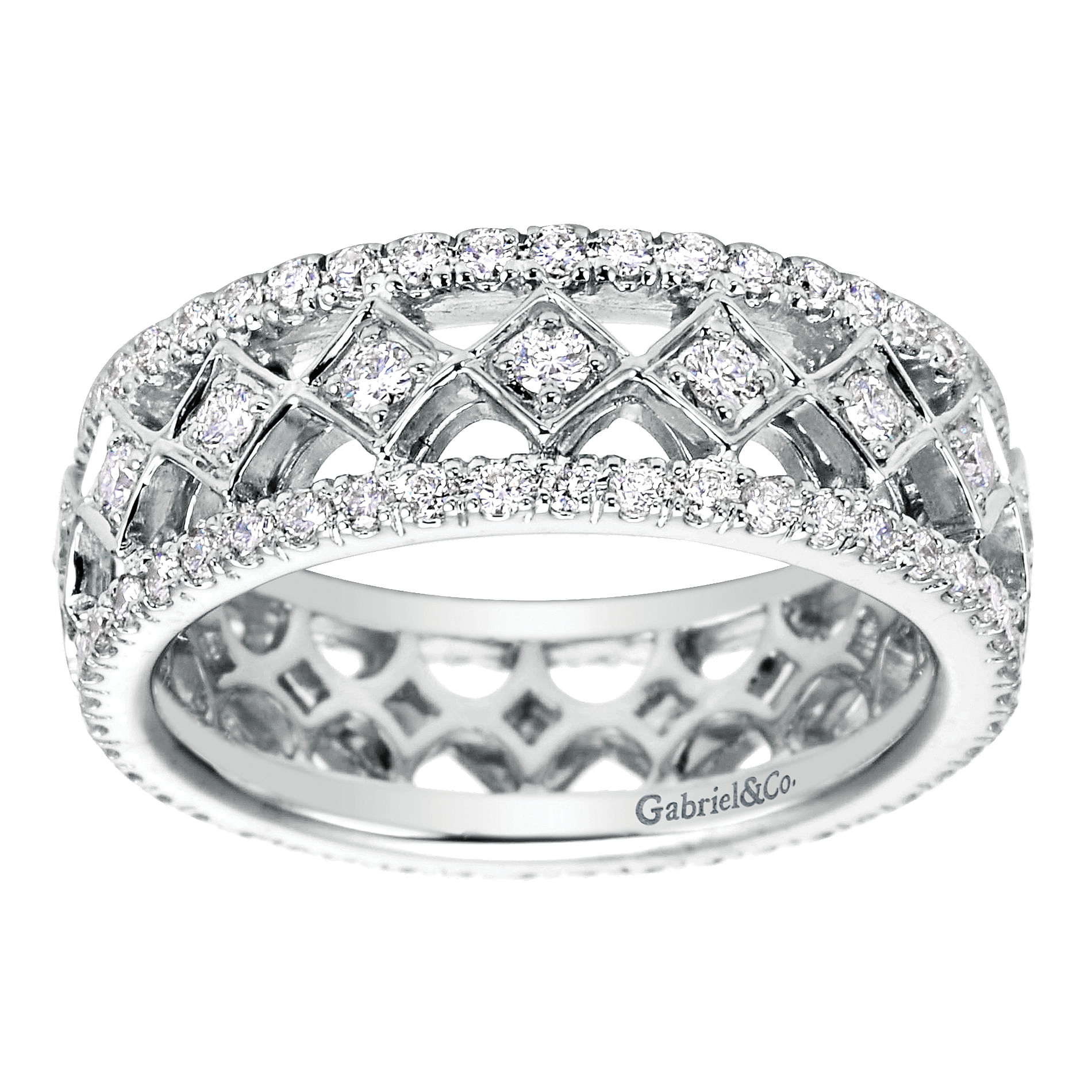 14k White Gold Diamond Eternity Anniversary Band angle 5 14k White Gold Diamond Eternity Anniversary Band angle 5