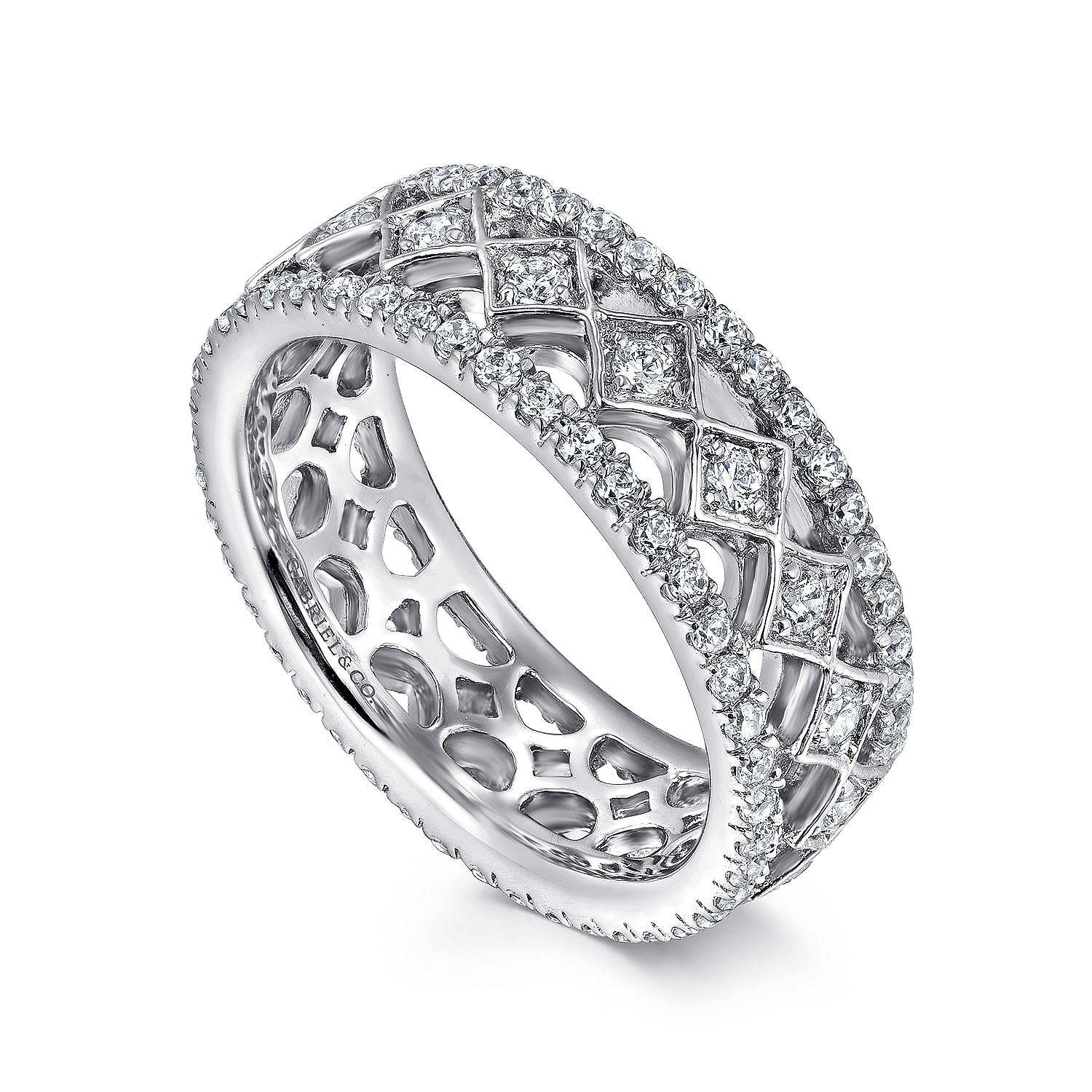 14k White Gold Diamond Eternity Anniversary Band angle 3 14k White Gold Diamond Eternity Anniversary Band angle 3