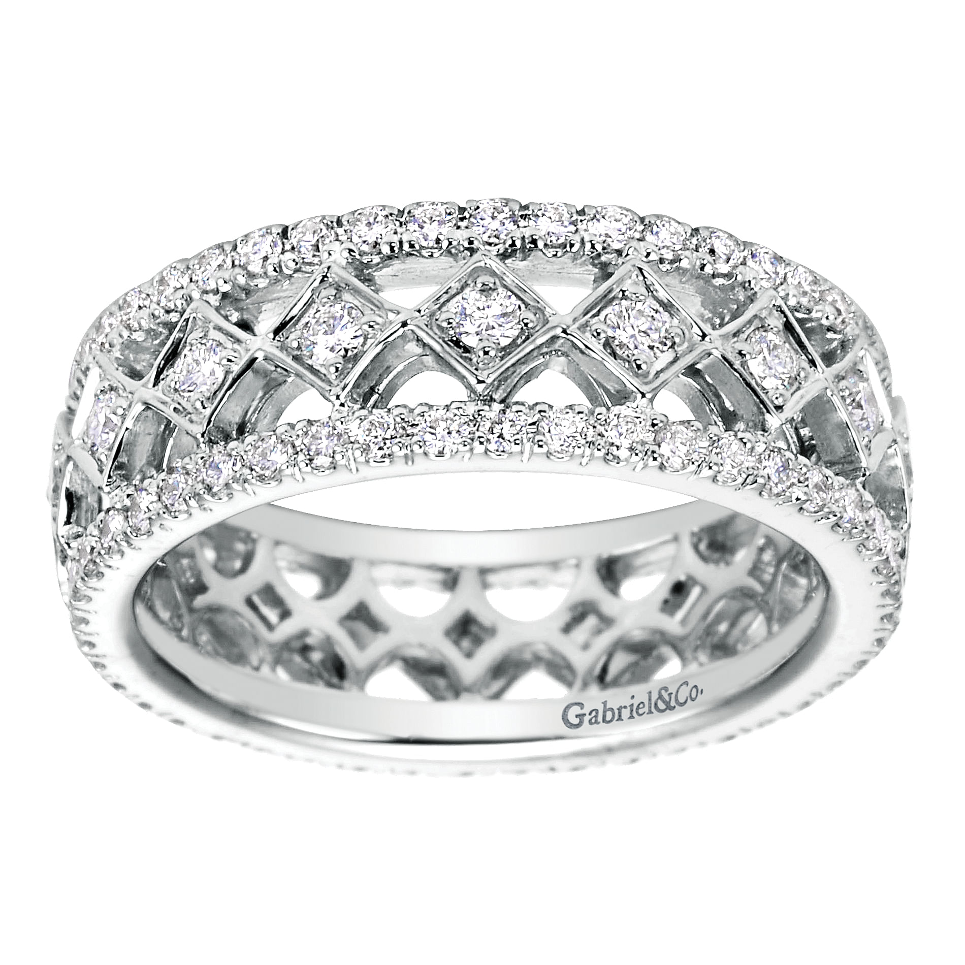 14k White Gold Diamond Eternity Anniversary Band angle 5 14k White Gold Diamond Eternity Anniversary Band angle 5