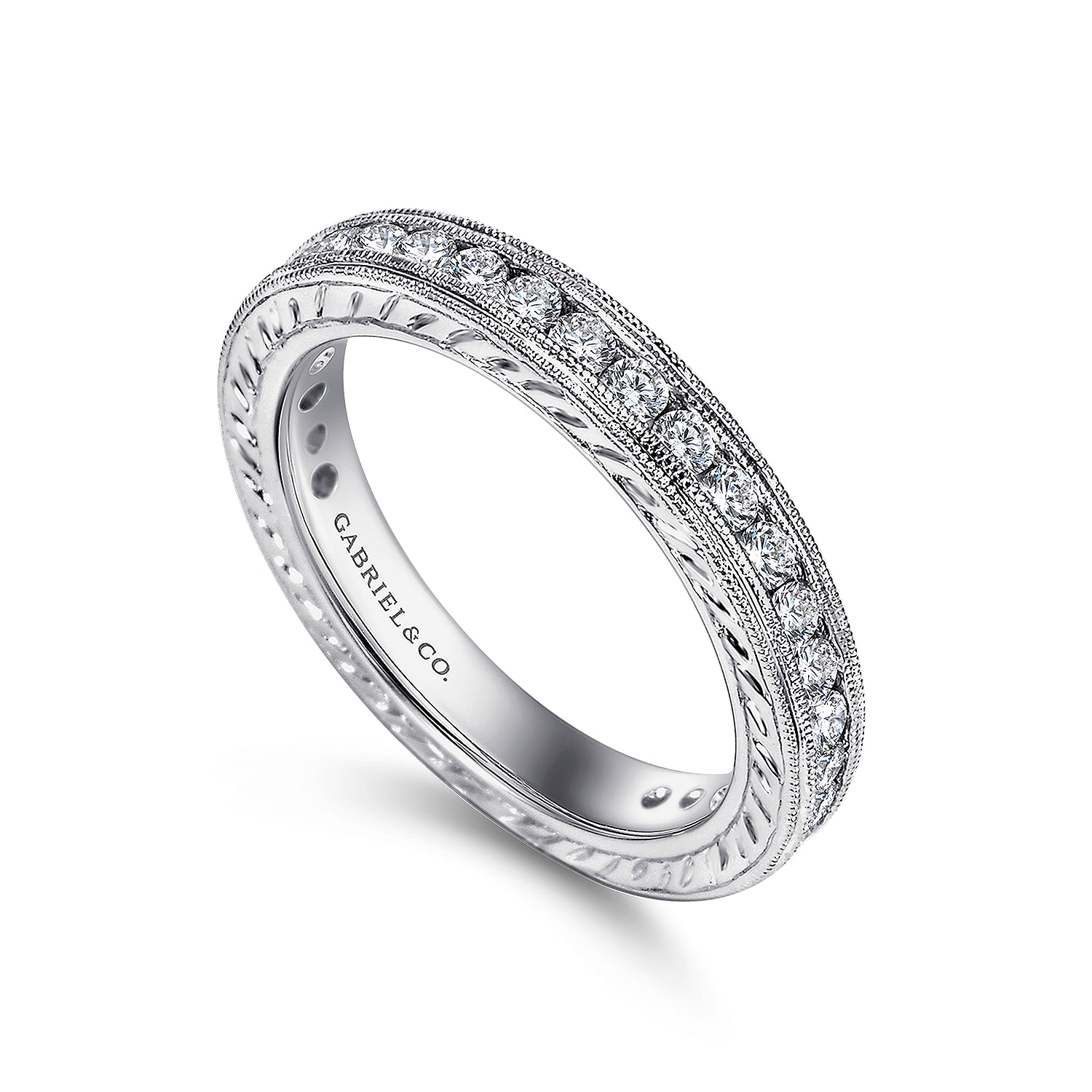 14k White Gold Diamond Eternity Band Anniversary Band angle 3 14k White Gold Diamond Eternity Band Anniversary Band angle 3