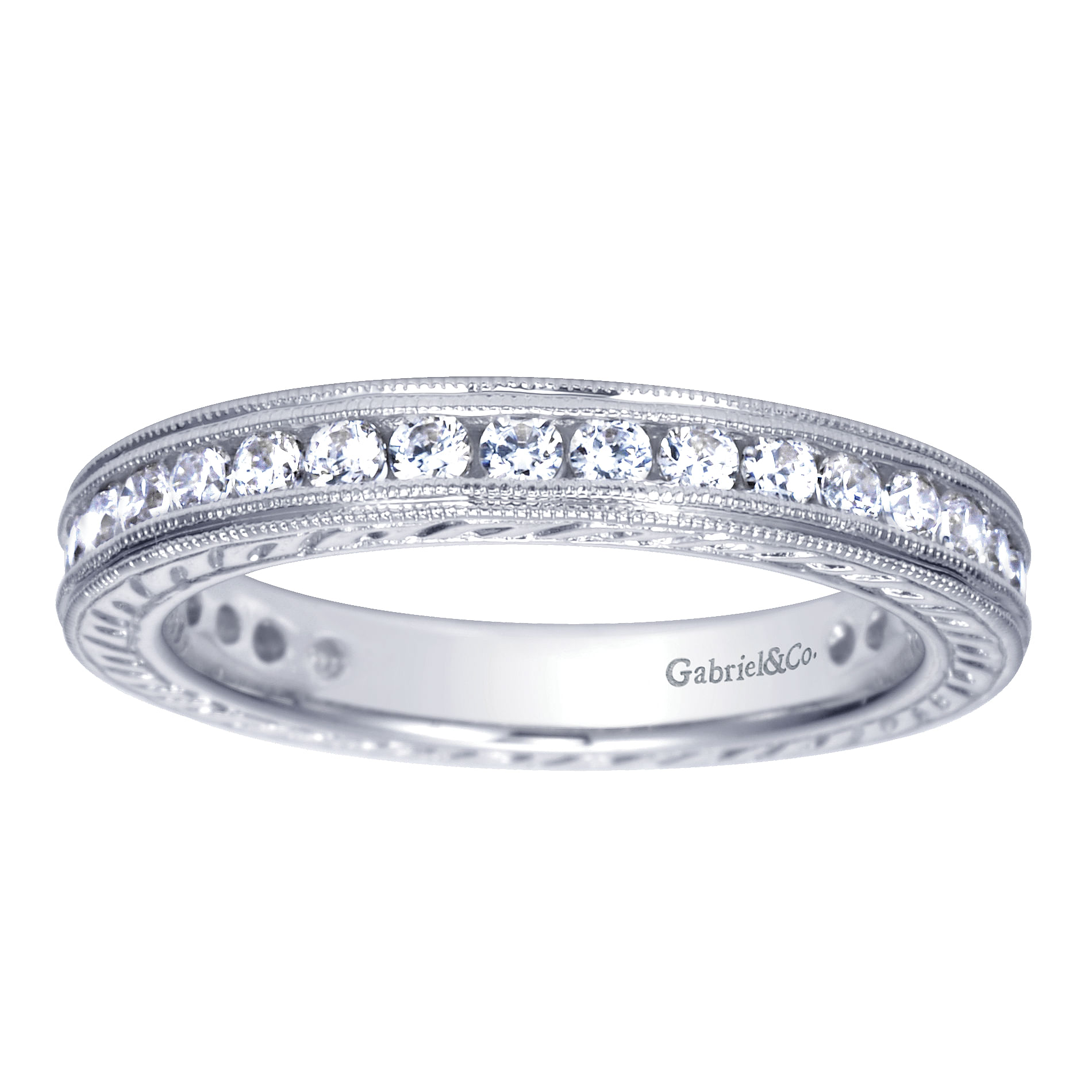 14k White Gold Diamond Eternity Band Anniversary Band angle 5 14k White Gold Diamond Eternity Band Anniversary Band angle 5