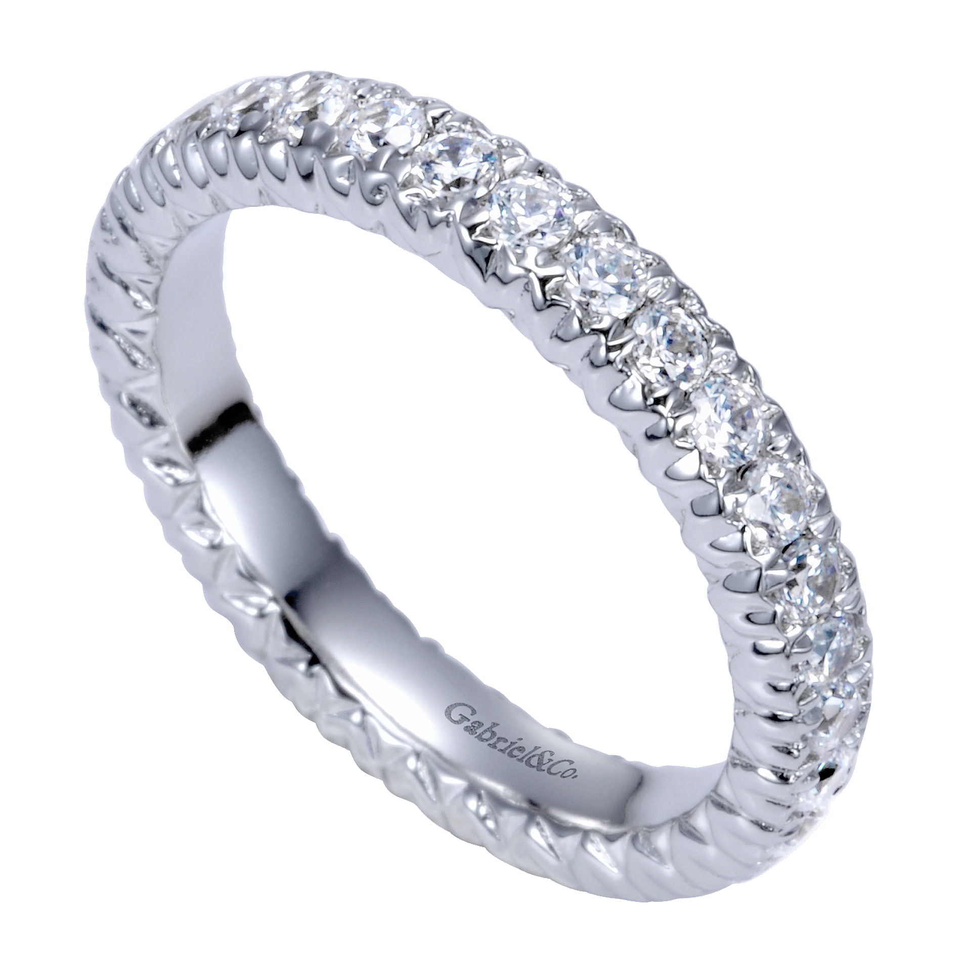 14k White Gold Diamond Eternity Band Anniversary Band angle 3 14k White Gold Diamond Eternity Band Anniversary Band angle 3