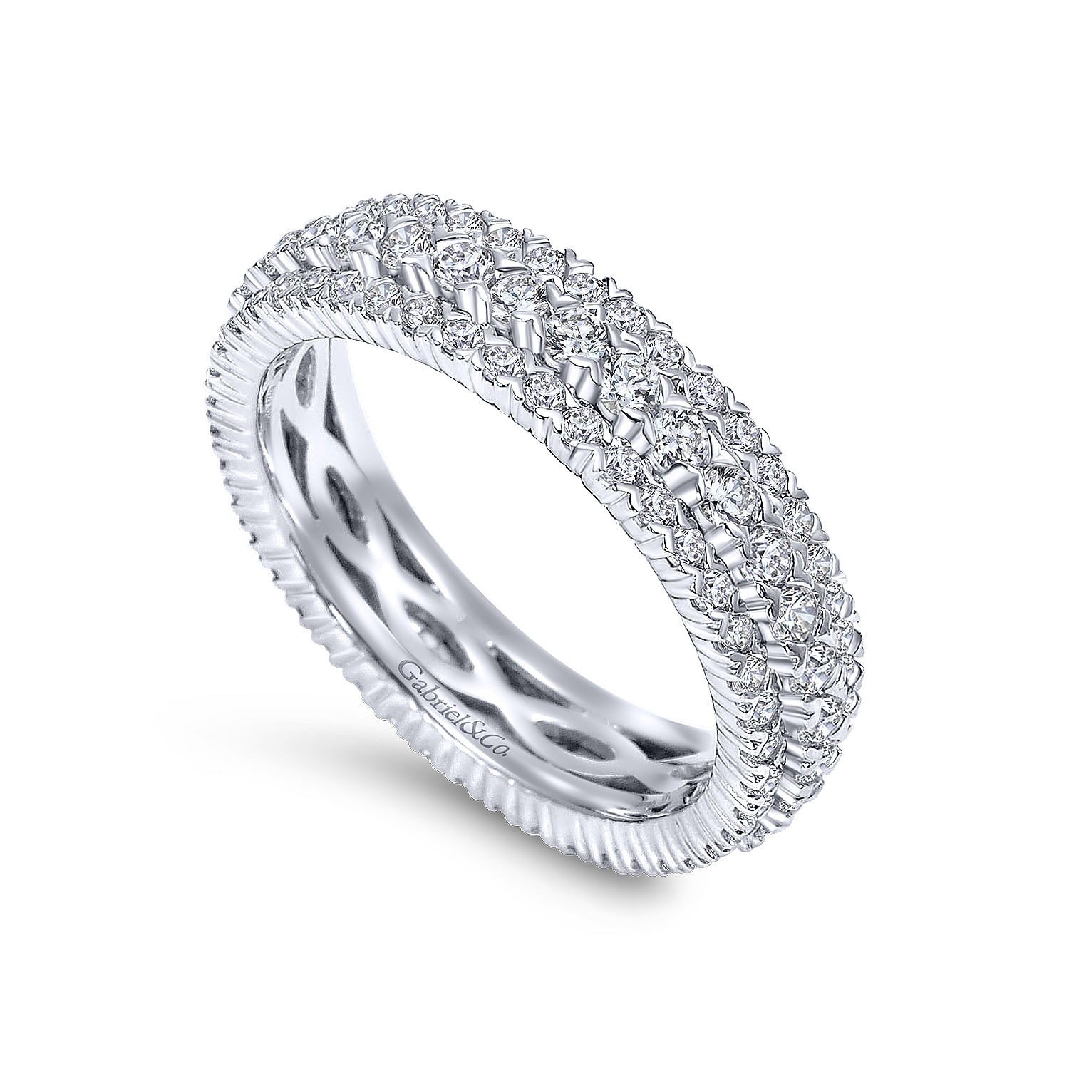 14k White Gold Diamond Eternity Band Anniversary Band angle 3 14k White Gold Diamond Eternity Band Anniversary Band angle 3