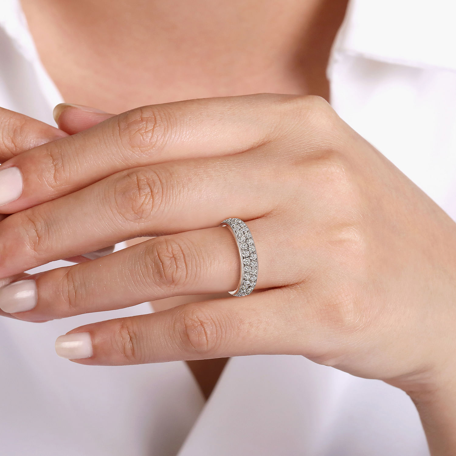 14k White Gold Diamond Eternity Band Anniversary Band angle 5 14k White Gold Diamond Eternity Band Anniversary Band angle 5