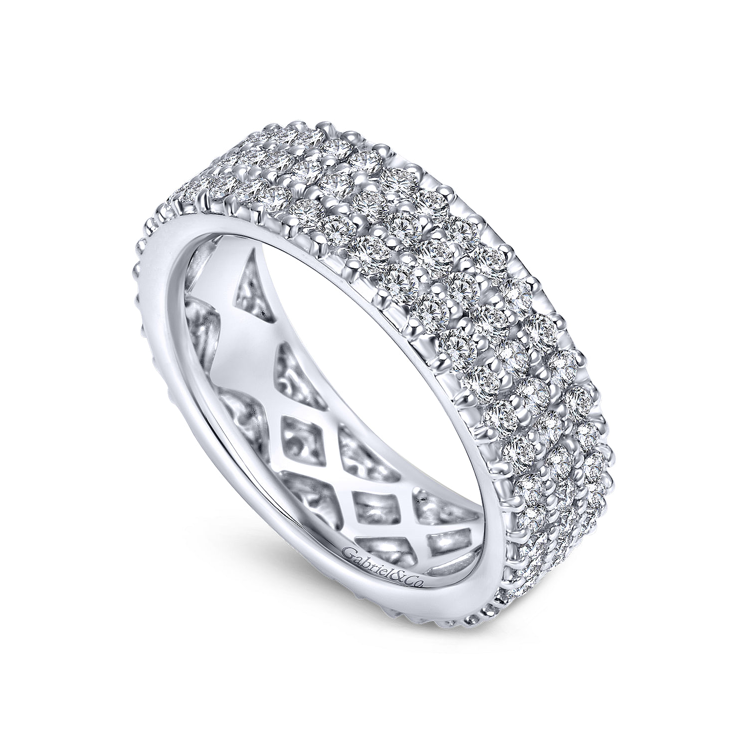 14k White Gold Diamond Eternity Band Anniversary Band angle 3 14k White Gold Diamond Eternity Band Anniversary Band angle 3