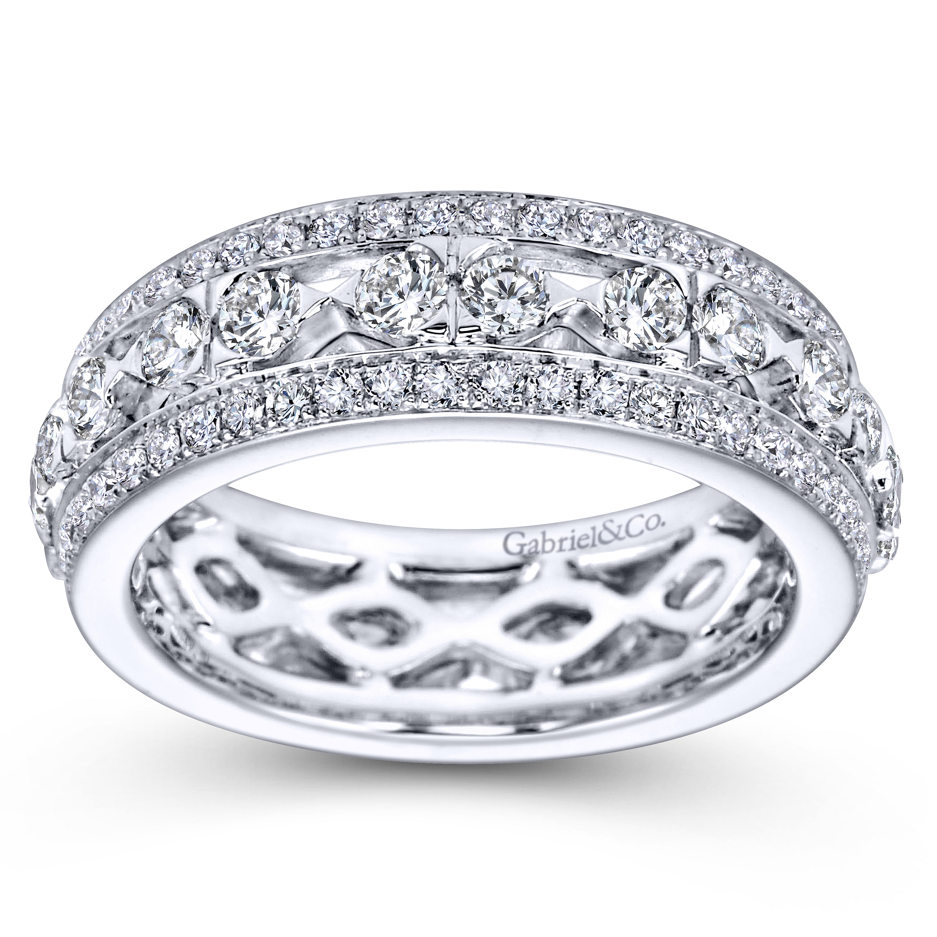 14k White Gold Diamond Eternity Band Anniversary Band angle 5 14k White Gold Diamond Eternity Band Anniversary Band angle 5