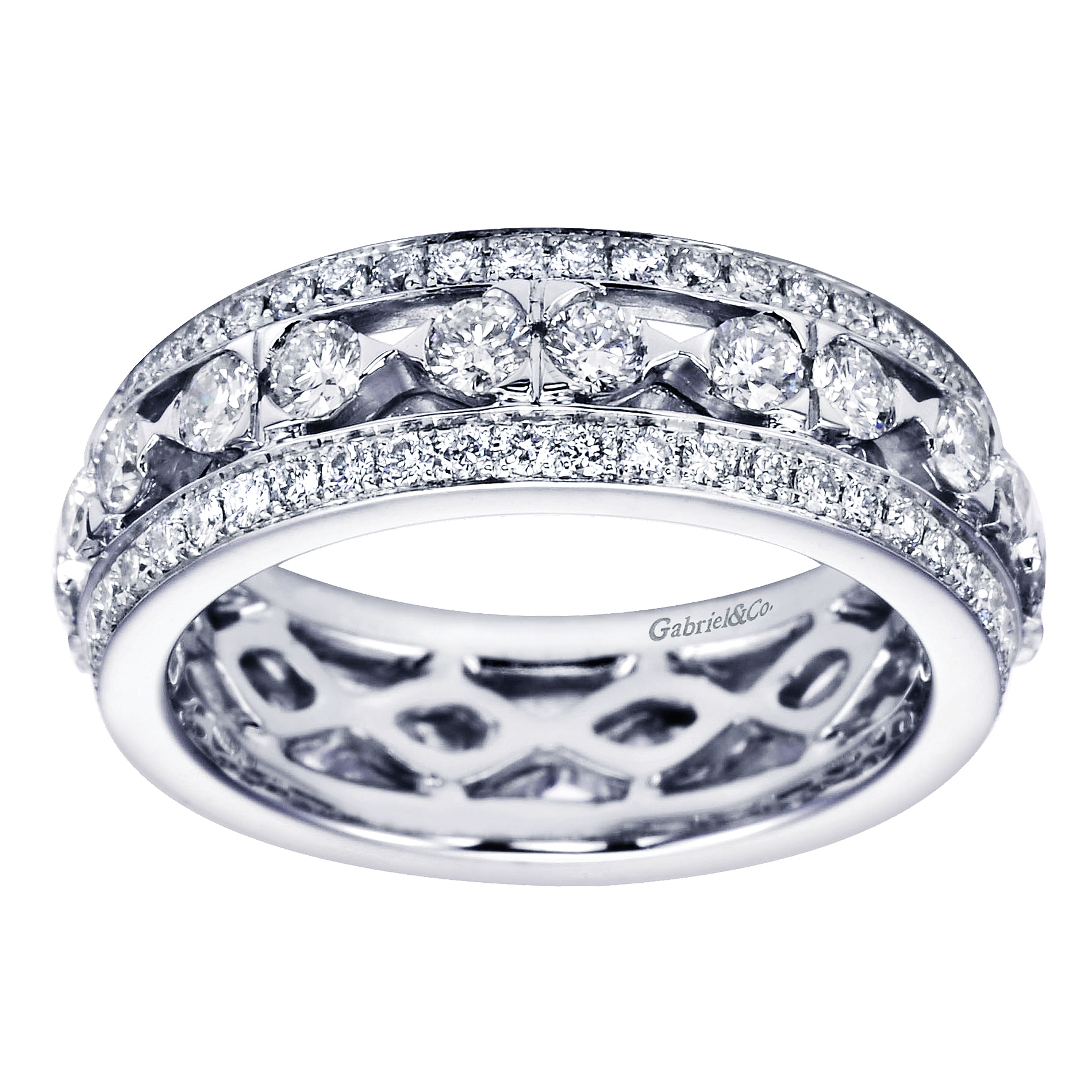 14k White Gold Diamond Eternity Band Anniversary Band angle 5 14k White Gold Diamond Eternity Band Anniversary Band angle 5