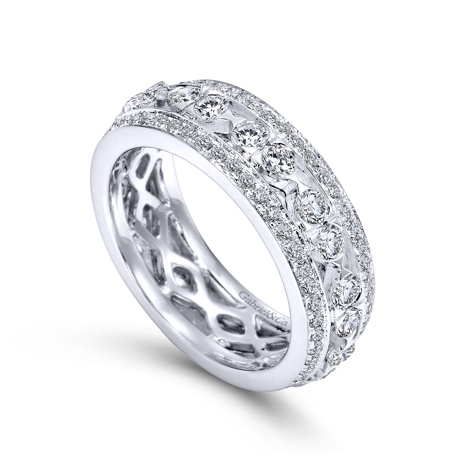 14k White Gold Diamond Eternity Band Anniversary Band angle 3 14k White Gold Diamond Eternity Band Anniversary Band angle 3