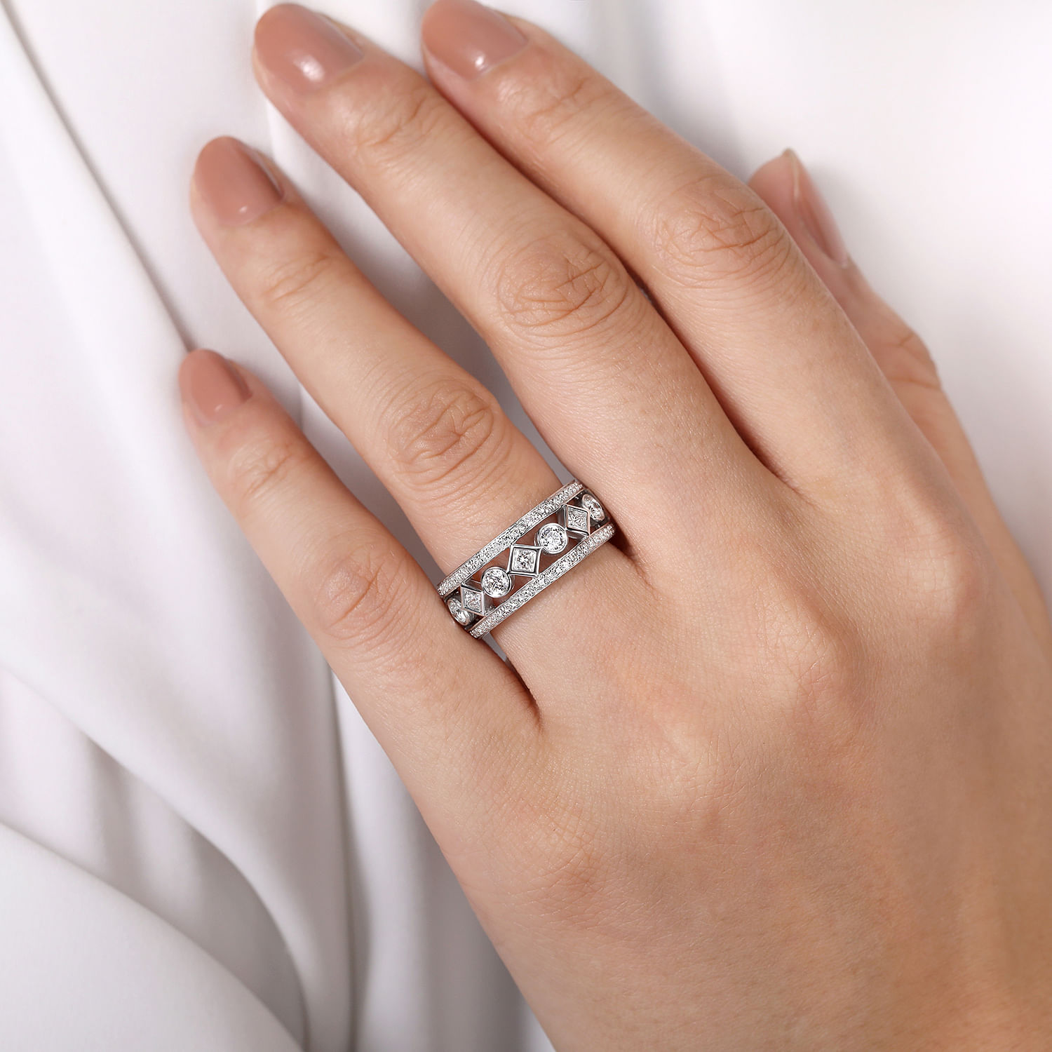 14k White Gold Diamond Eternity Band Anniversary Band angle 5 14k White Gold Diamond Eternity Band Anniversary Band angle 5