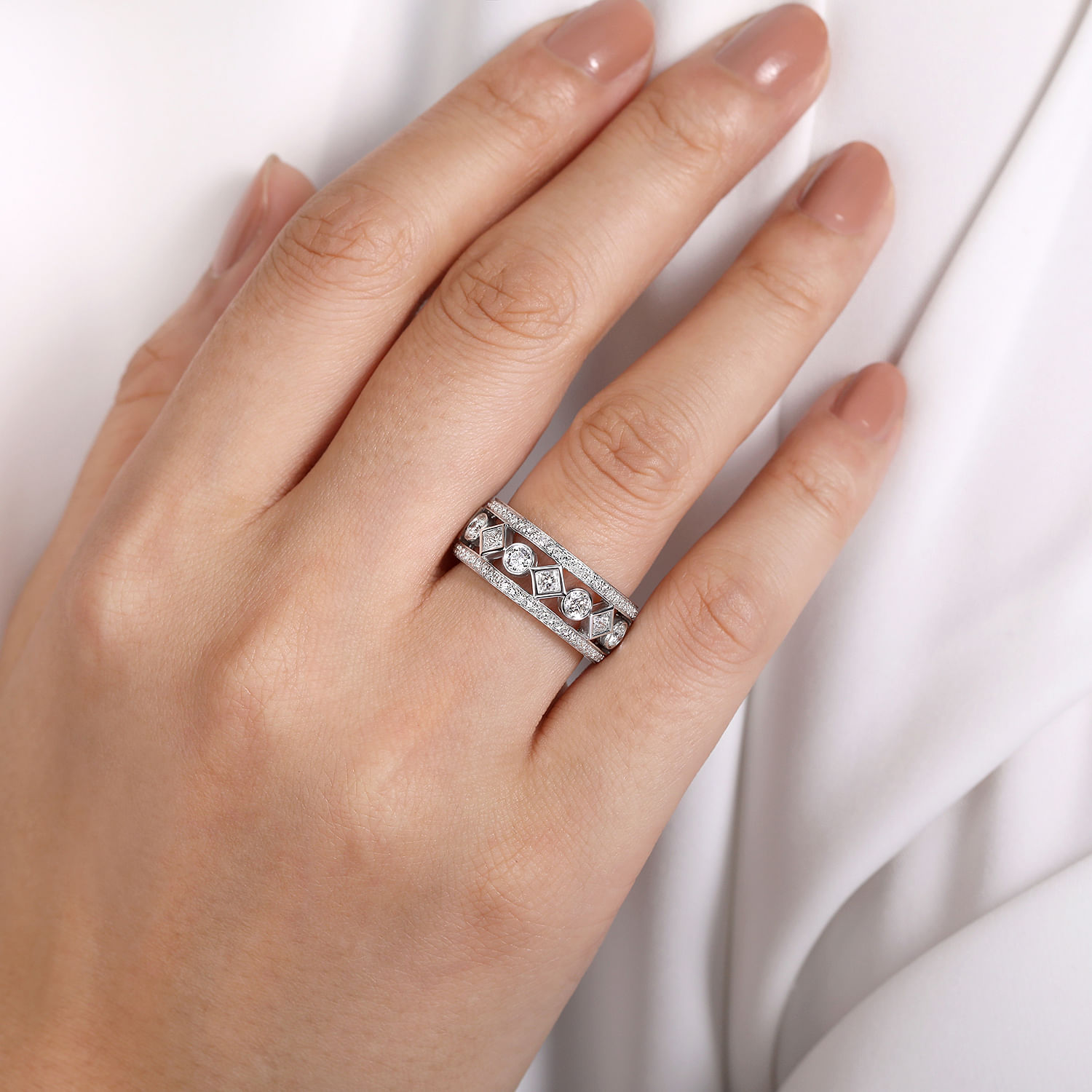 14k White Gold Diamond Eternity Band Anniversary Band angle 5 14k White Gold Diamond Eternity Band Anniversary Band angle 5