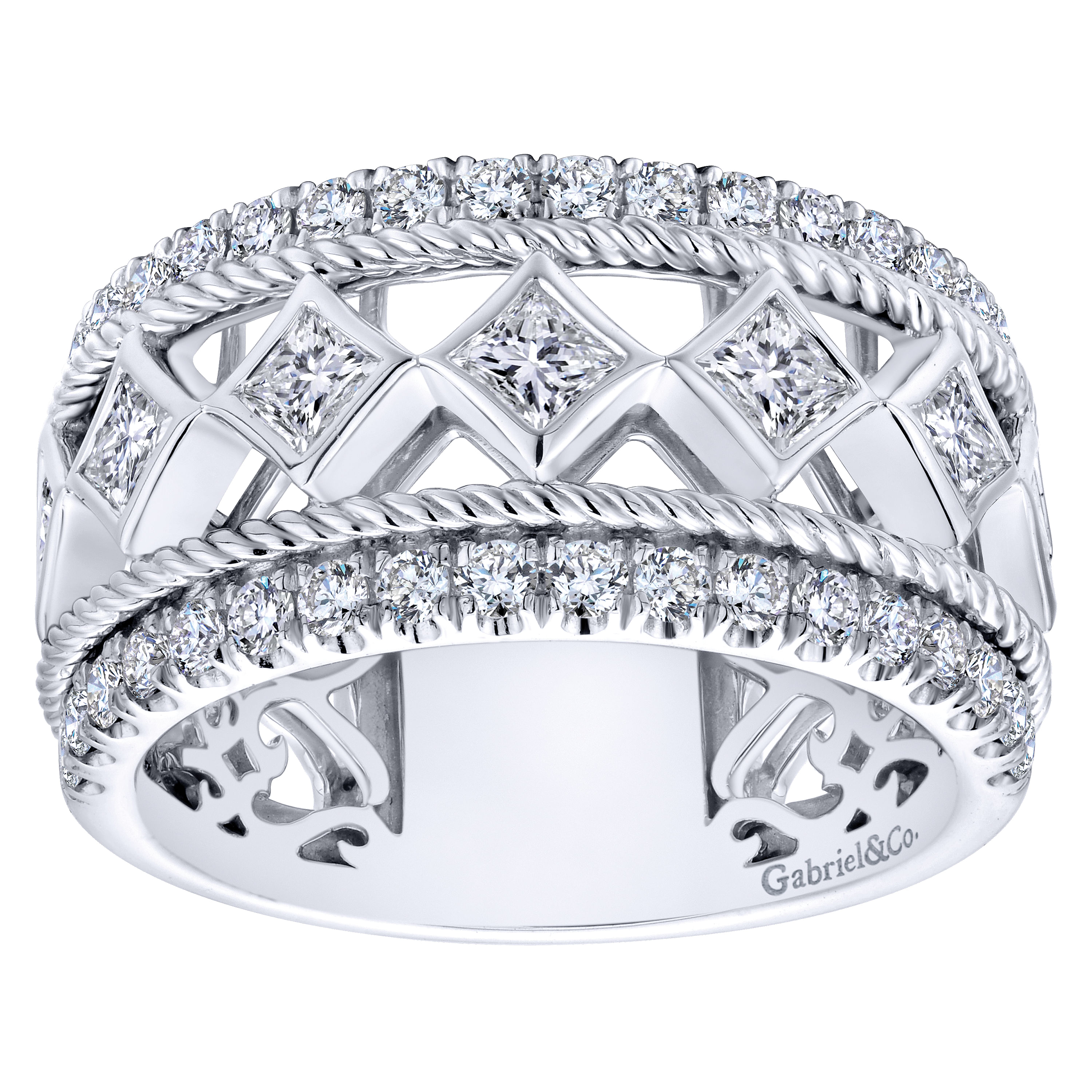 14k White Gold Diamond Fancy Anniversary Band angle 5 14k White Gold Diamond Fancy Anniversary Band angle 5
