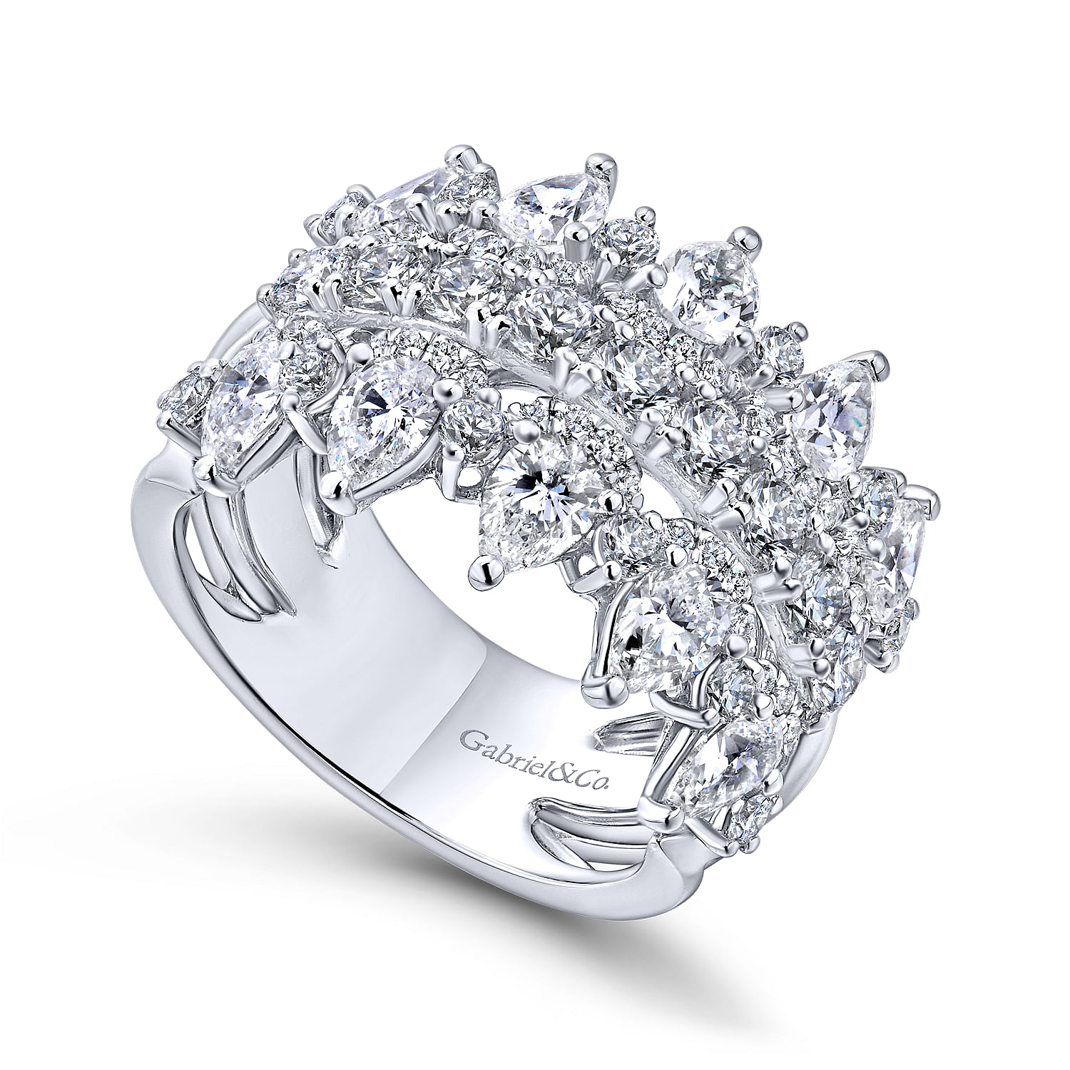 14k White Gold Diamond Fancy Anniversary Band angle 3 14k White Gold Diamond Fancy Anniversary Band angle 3