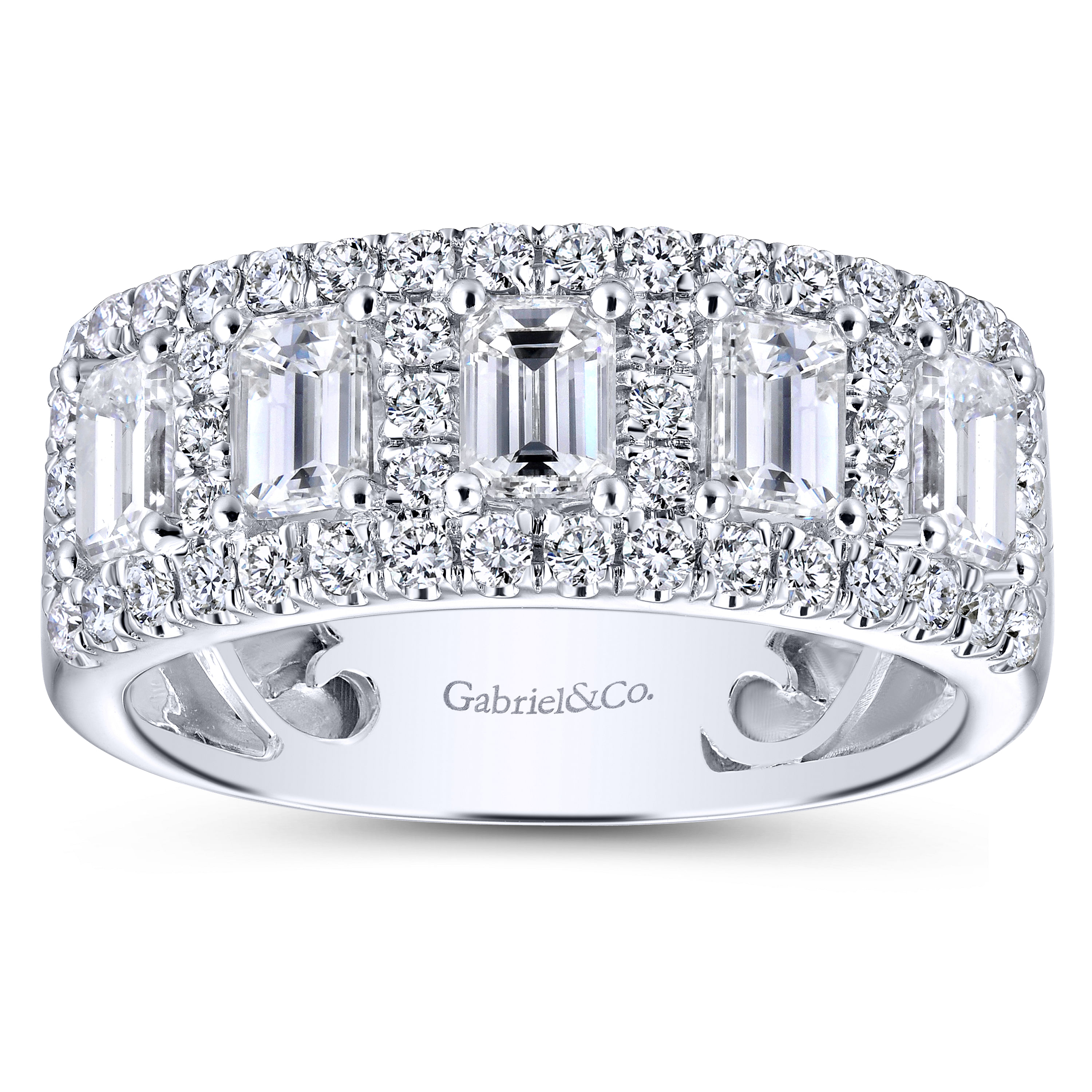 14k White Gold Diamond Fancy Anniversary Band angle 5 14k White Gold Diamond Fancy Anniversary Band angle 5