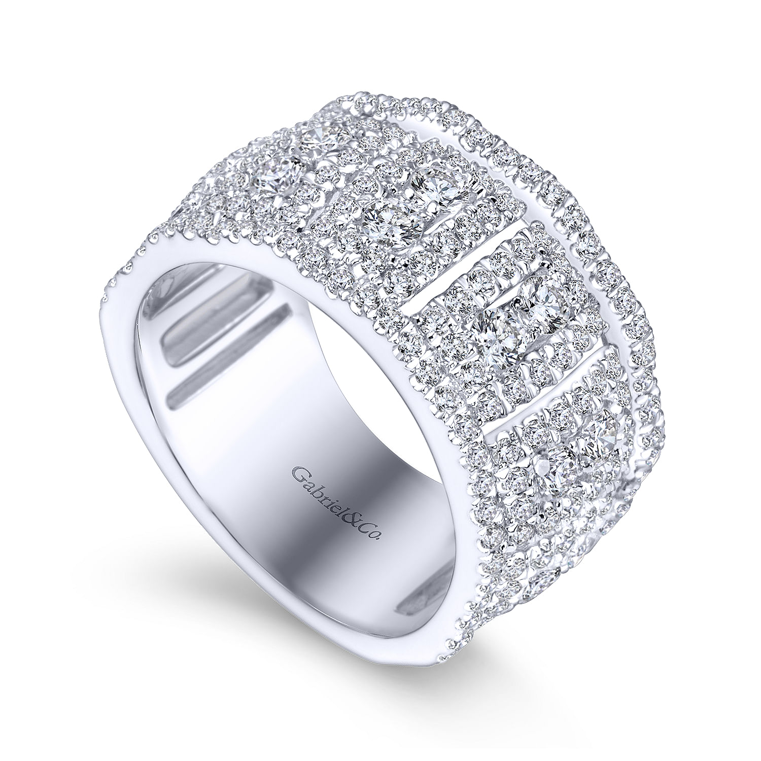 14k White Gold Diamond Fancy Anniversary Band angle 3 14k White Gold Diamond Fancy Anniversary Band angle 3