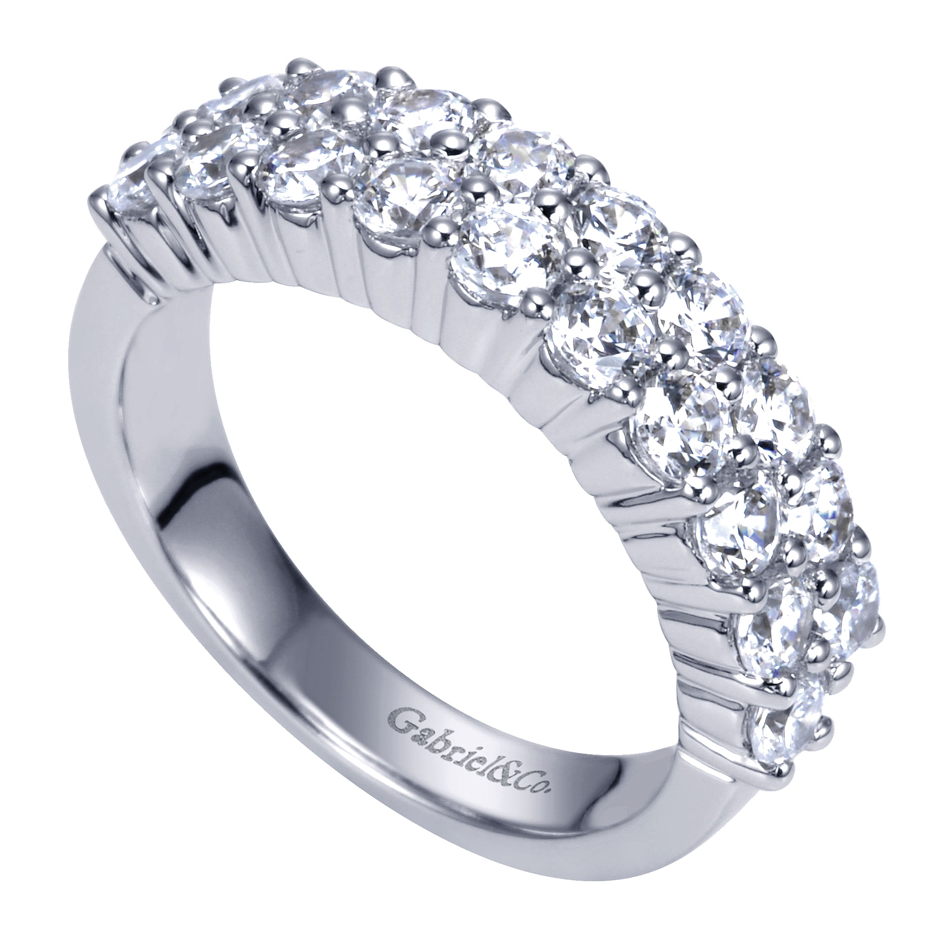 14k White Gold Diamond Fancy Anniversary Band angle 3 14k White Gold Diamond Fancy Anniversary Band angle 3