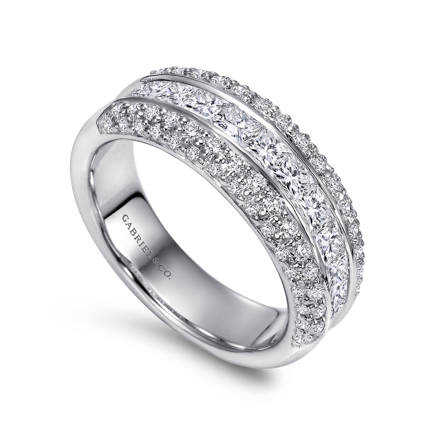 14k White Gold Diamond Fancy Anniversary Band angle 3 14k White Gold Diamond Fancy Anniversary Band angle 3
