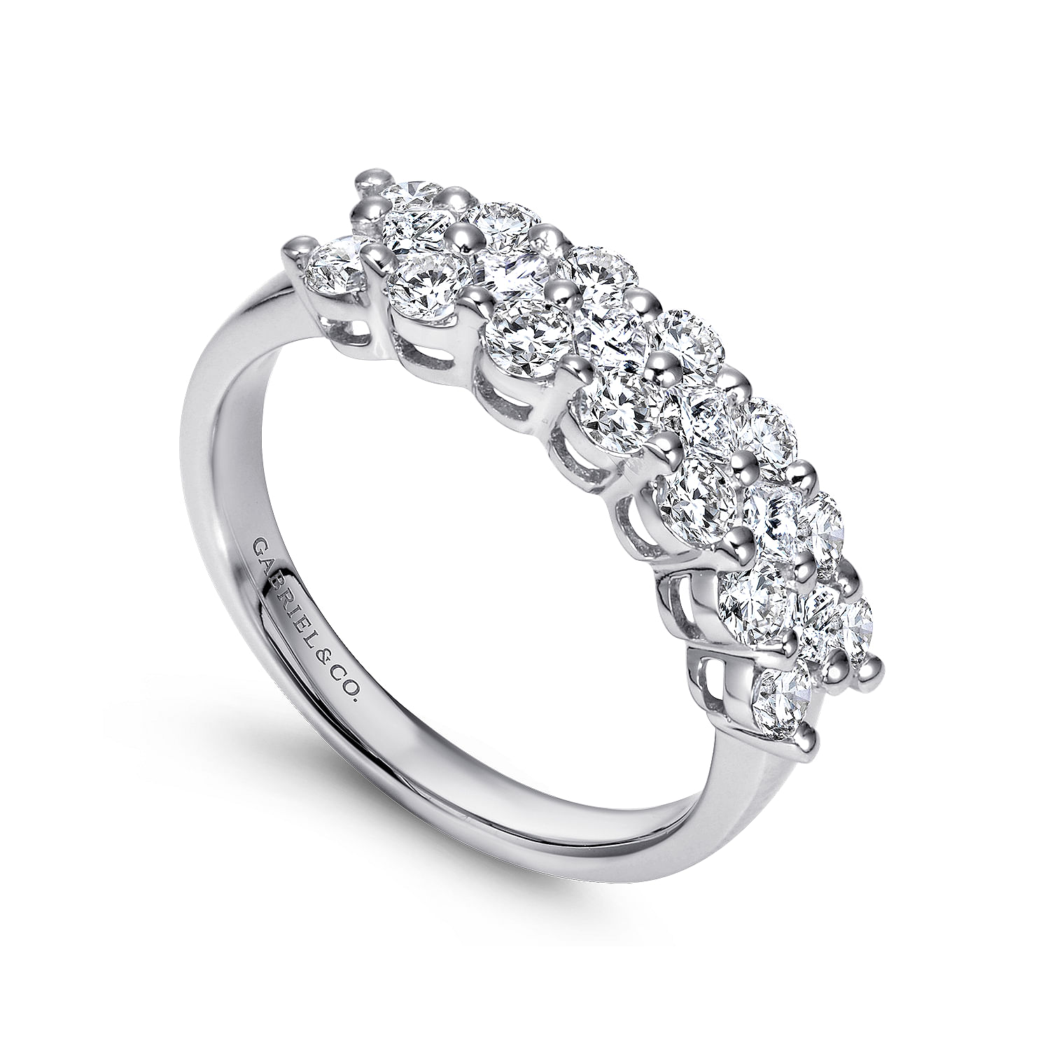 14k White Gold Diamond Fancy Anniversary Band angle 3 14k White Gold Diamond Fancy Anniversary Band angle 3