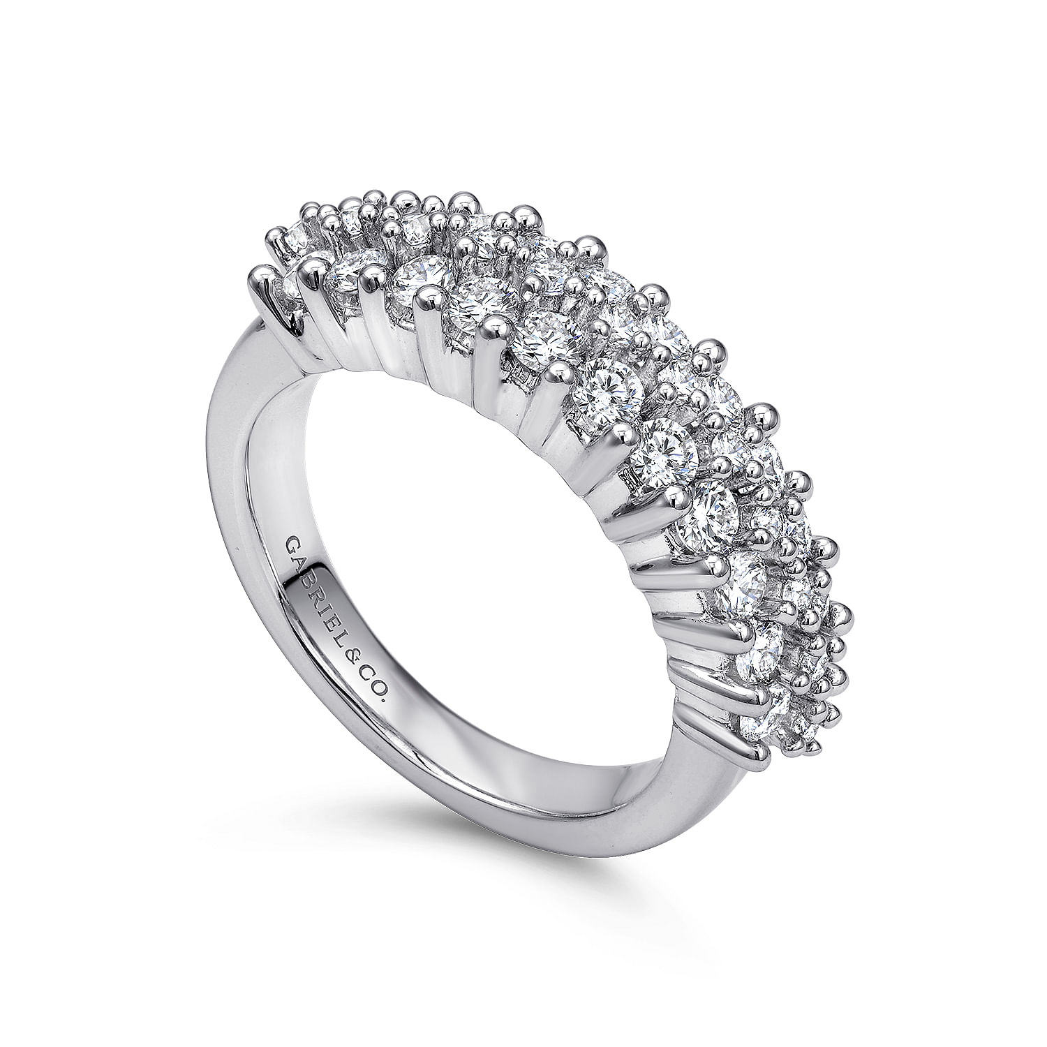 14k White Gold Diamond Fancy Anniversary Band angle 3 14k White Gold Diamond Fancy Anniversary Band angle 3