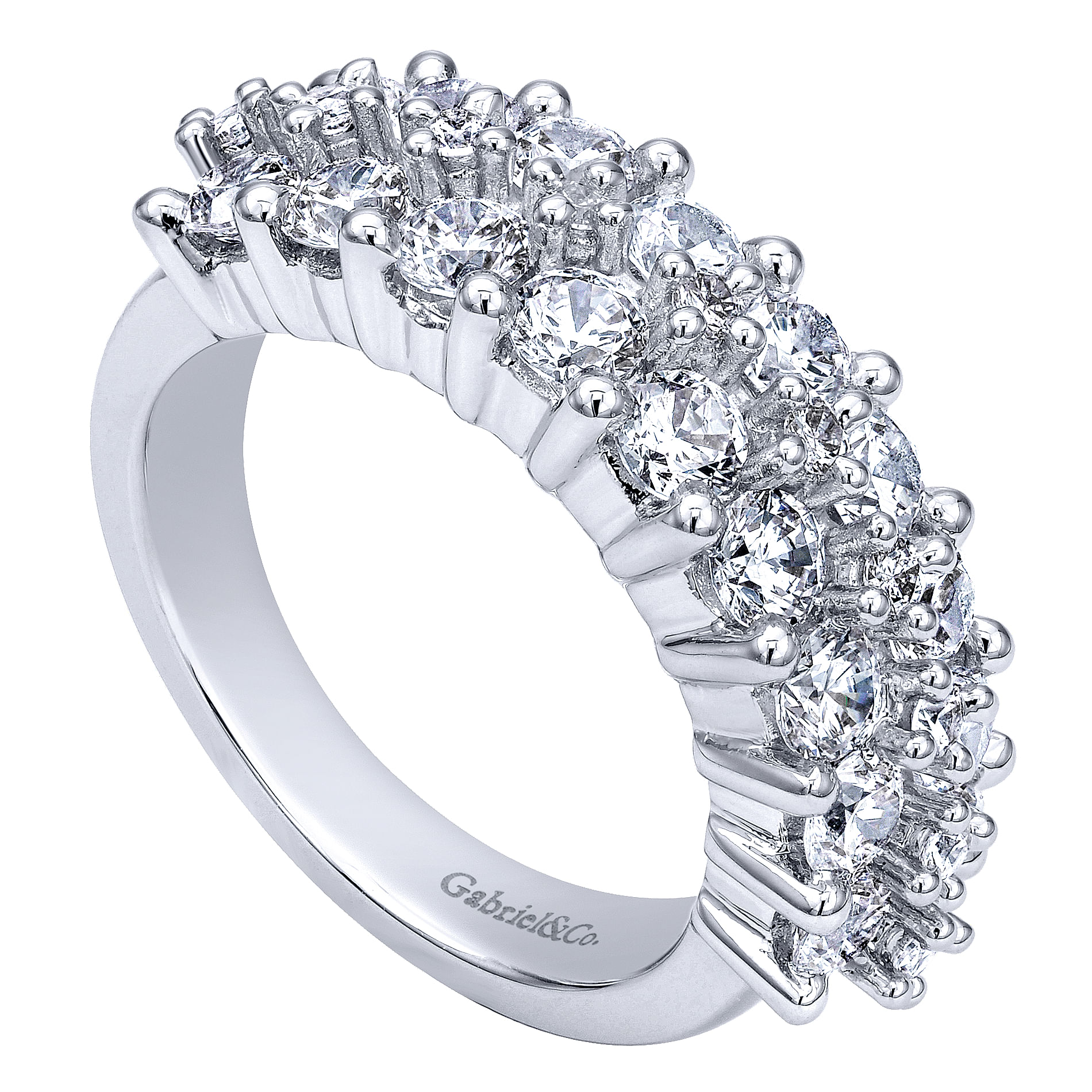 14k White Gold Diamond Fancy Anniversary Band angle 3 14k White Gold Diamond Fancy Anniversary Band angle 3
