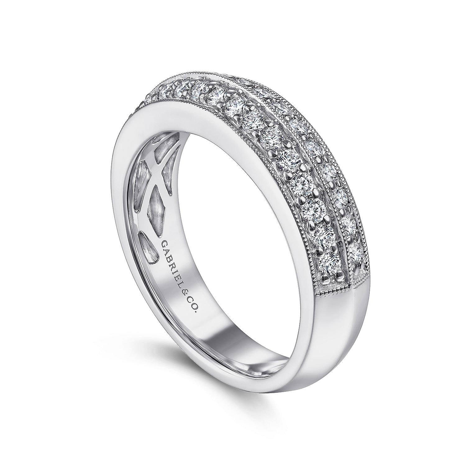 14k White Gold Diamond Fancy Anniversary Band angle 3 14k White Gold Diamond Fancy Anniversary Band angle 3