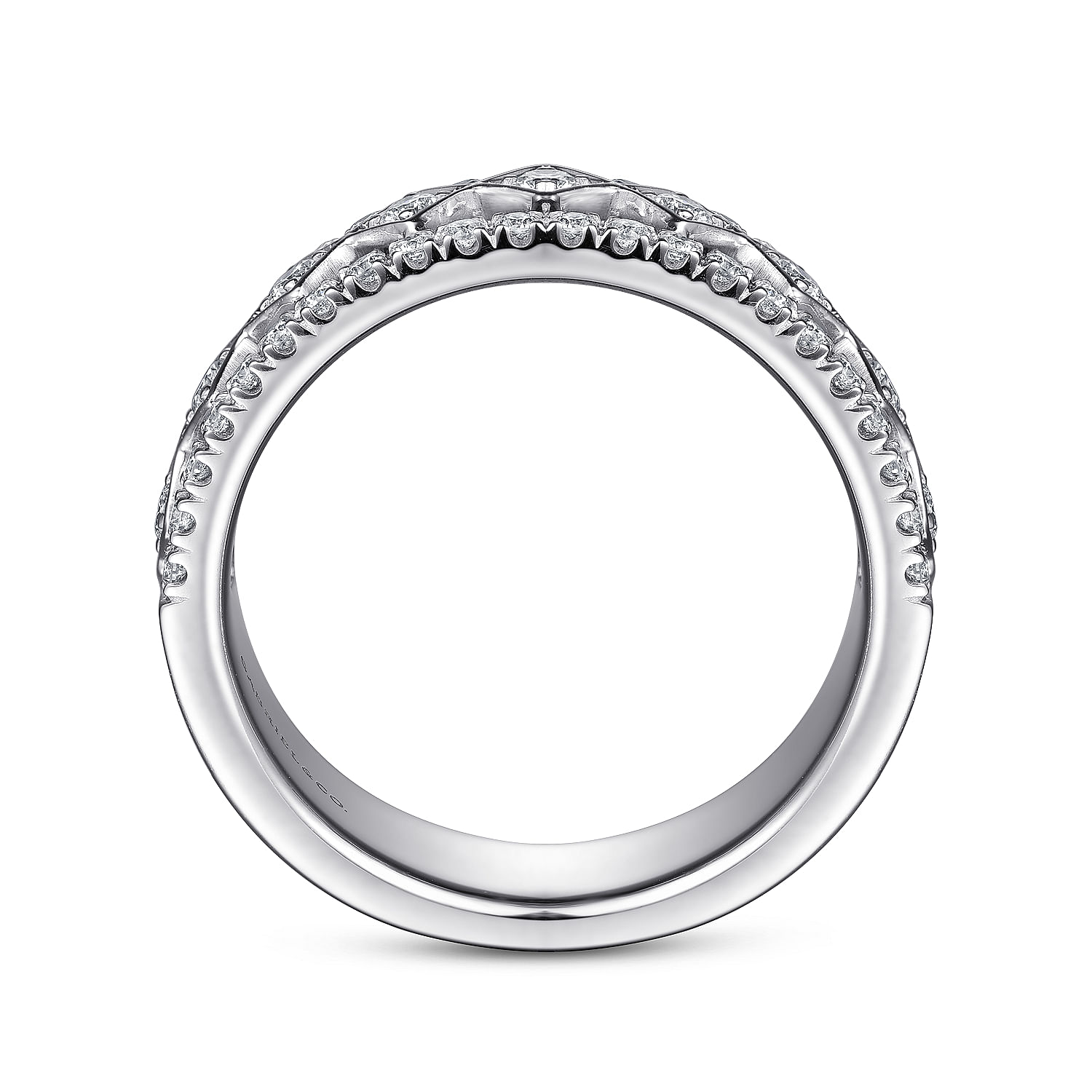 14k White Gold Diamond Fancy Anniversary Band angle 2 14k White Gold Diamond Fancy Anniversary Band angle 2