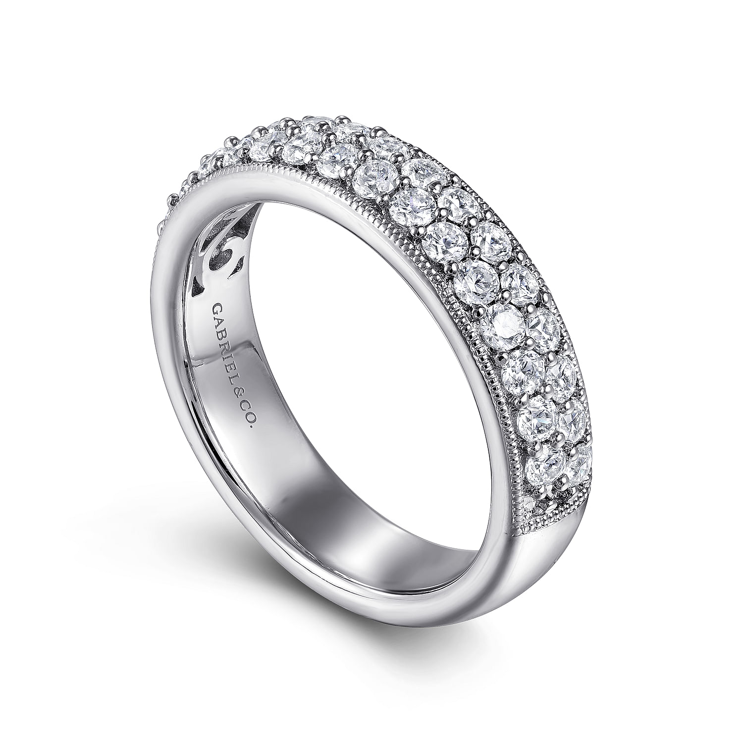 14k White Gold Diamond Fancy Anniversary Band angle 3 14k White Gold Diamond Fancy Anniversary Band angle 3