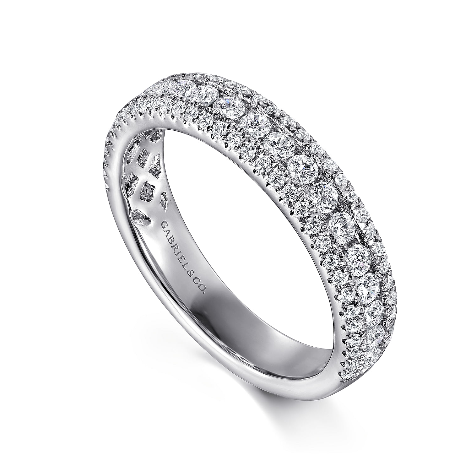 14k White Gold Diamond Fancy Anniversary Band angle 3 14k White Gold Diamond Fancy Anniversary Band angle 3