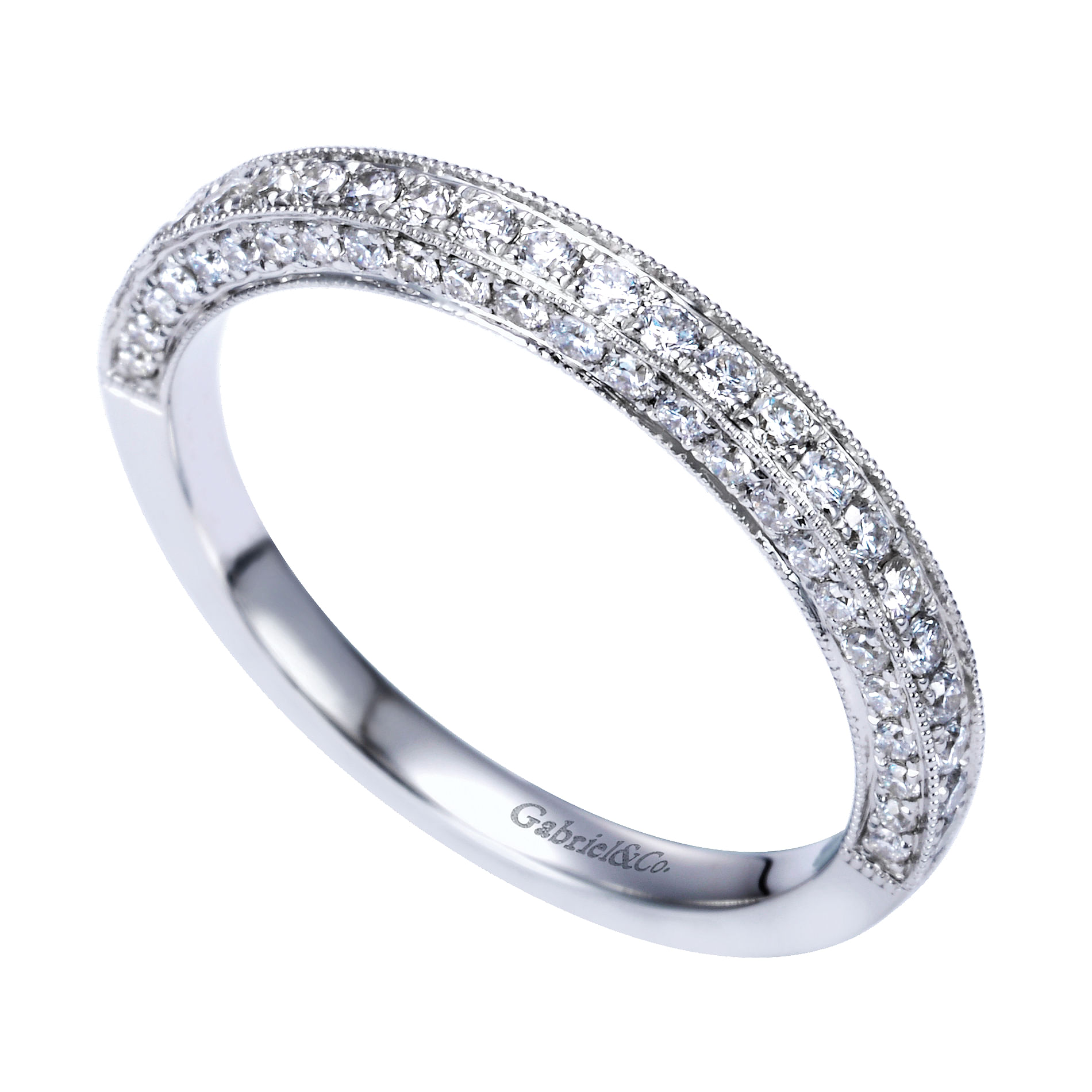 14k White Gold Diamond Fancy Anniversary Band angle 3 14k White Gold Diamond Fancy Anniversary Band angle 3