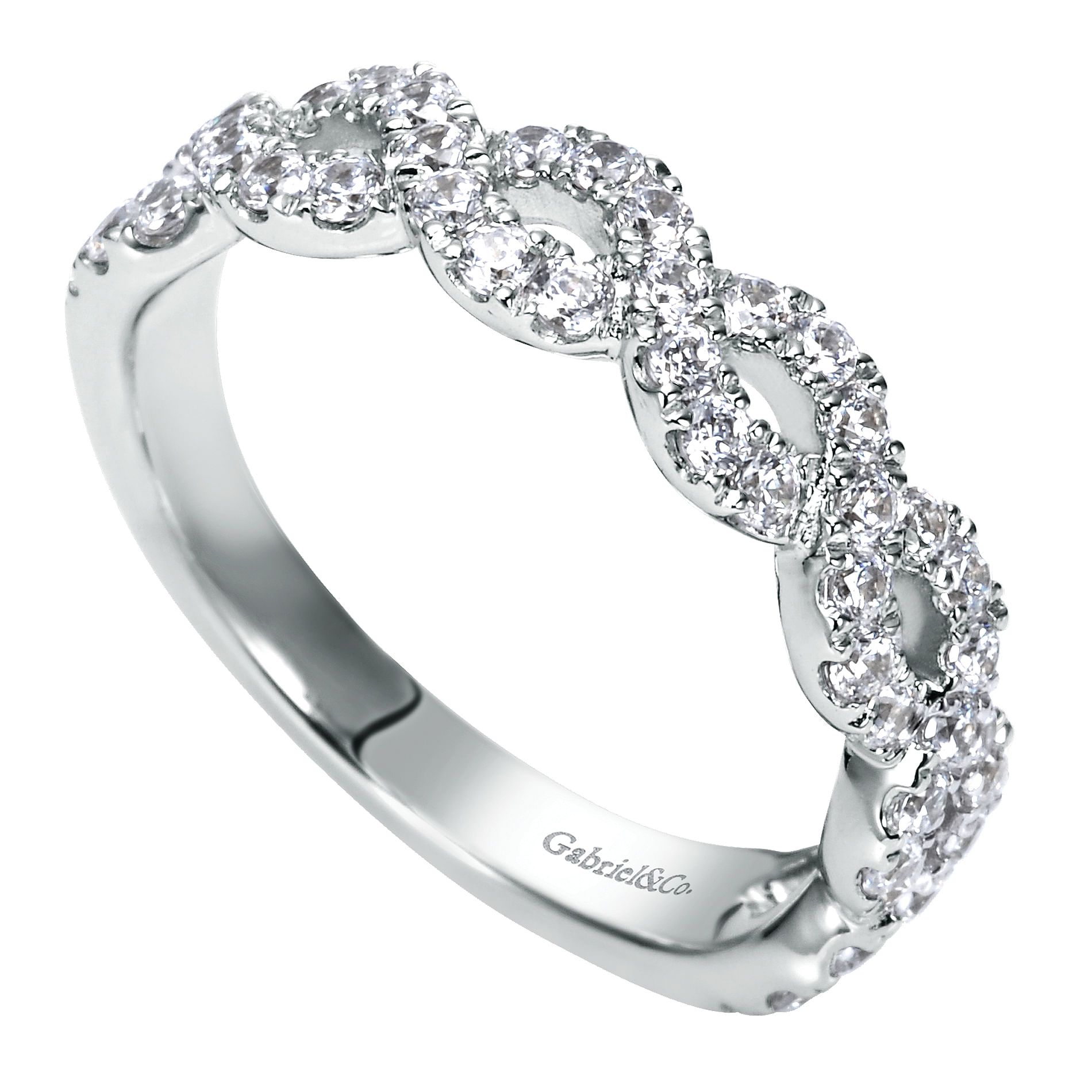 14k White Gold Diamond Fancy Anniversary Band angle 3 14k White Gold Diamond Fancy Anniversary Band angle 3