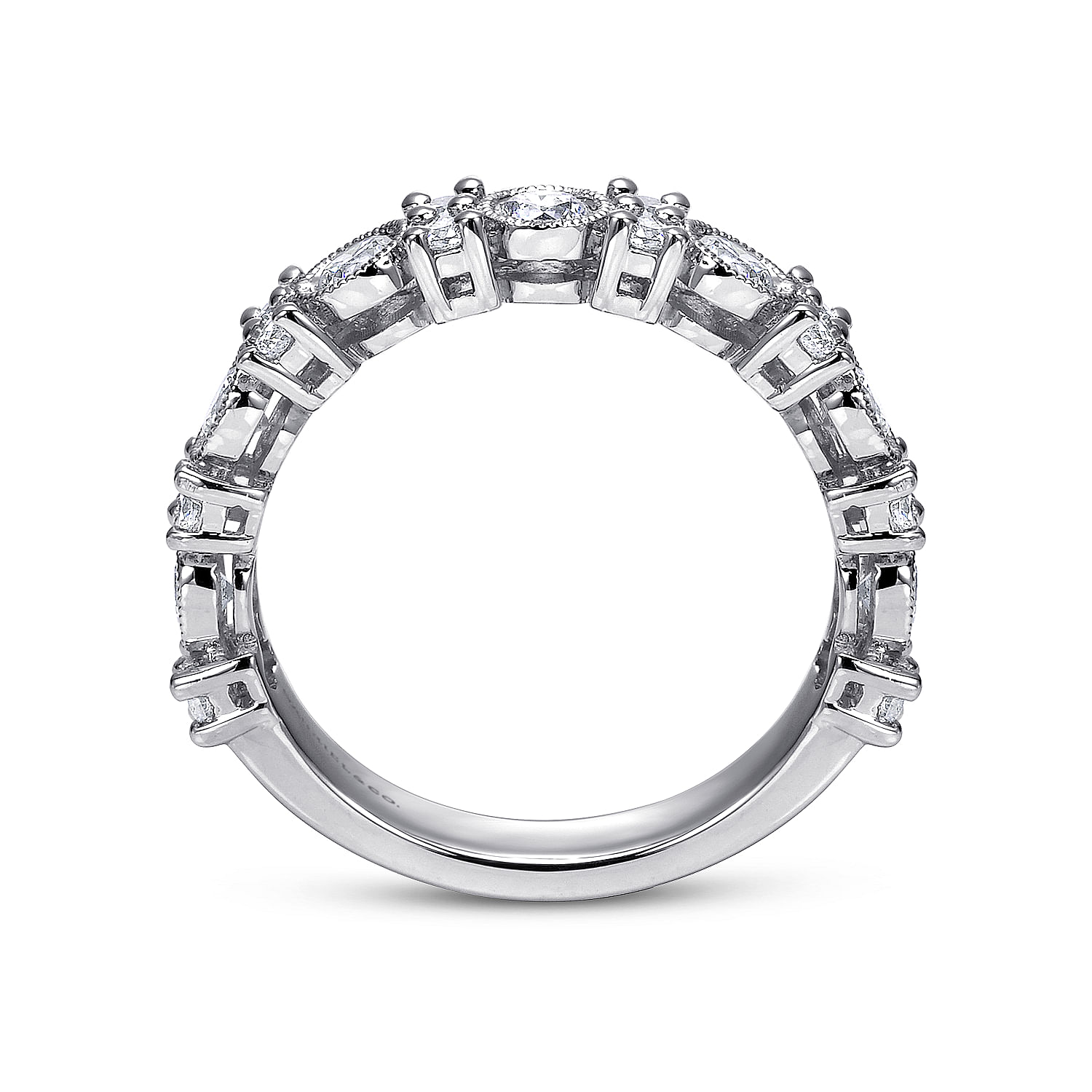 14k White Gold Diamond Fancy Anniversary Band angle 2 14k White Gold Diamond Fancy Anniversary Band angle 2