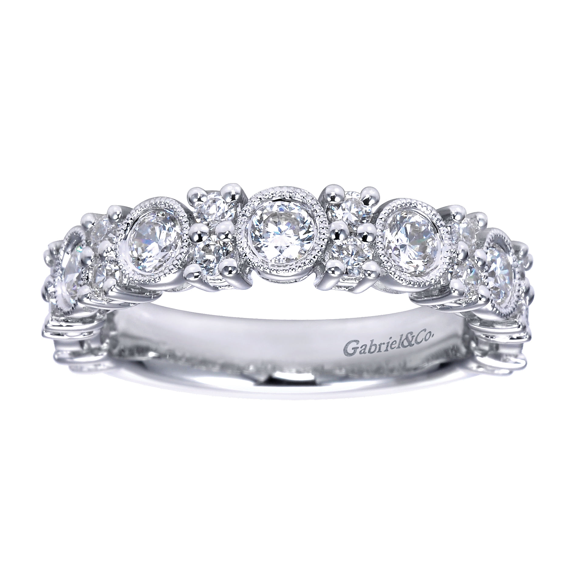 14k White Gold Diamond Fancy Anniversary Band angle 5 14k White Gold Diamond Fancy Anniversary Band angle 5