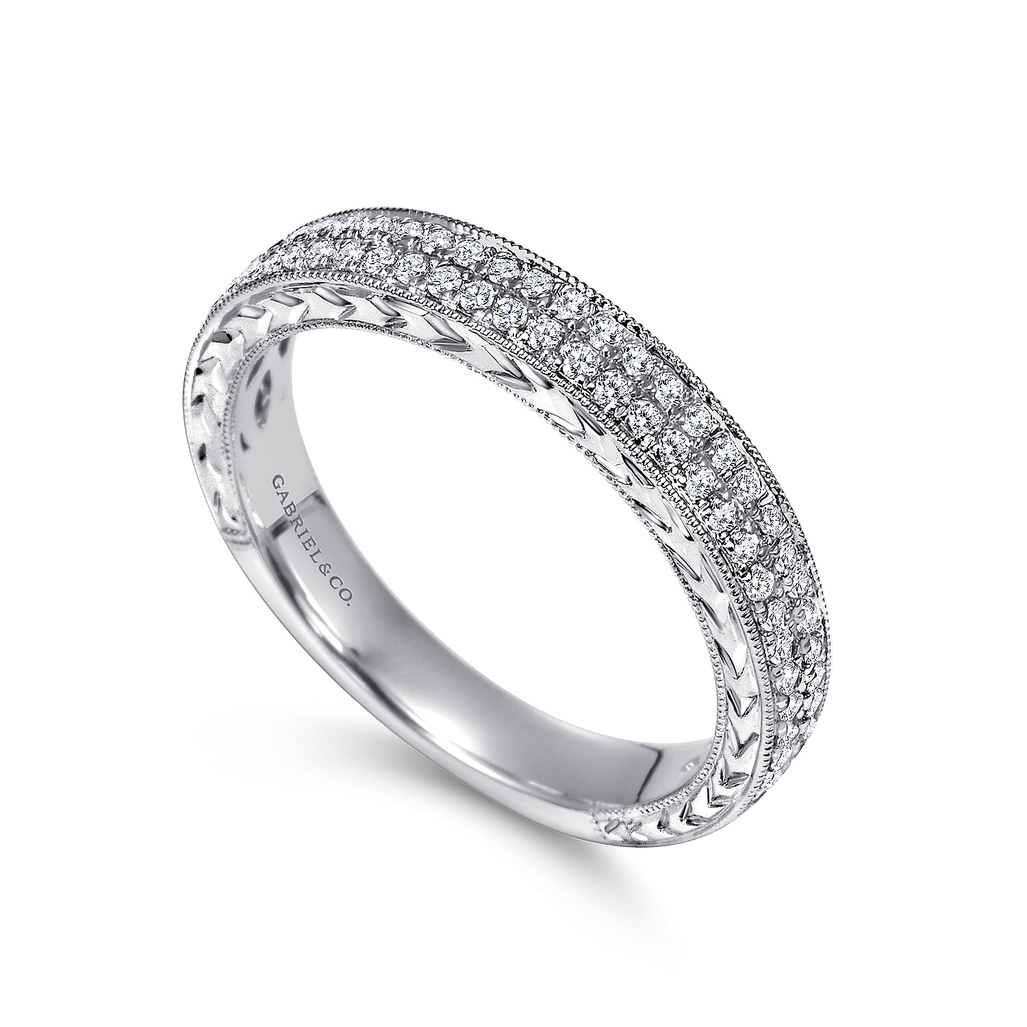 14k White Gold Diamond Fancy Anniversary Band angle 3 14k White Gold Diamond Fancy Anniversary Band angle 3
