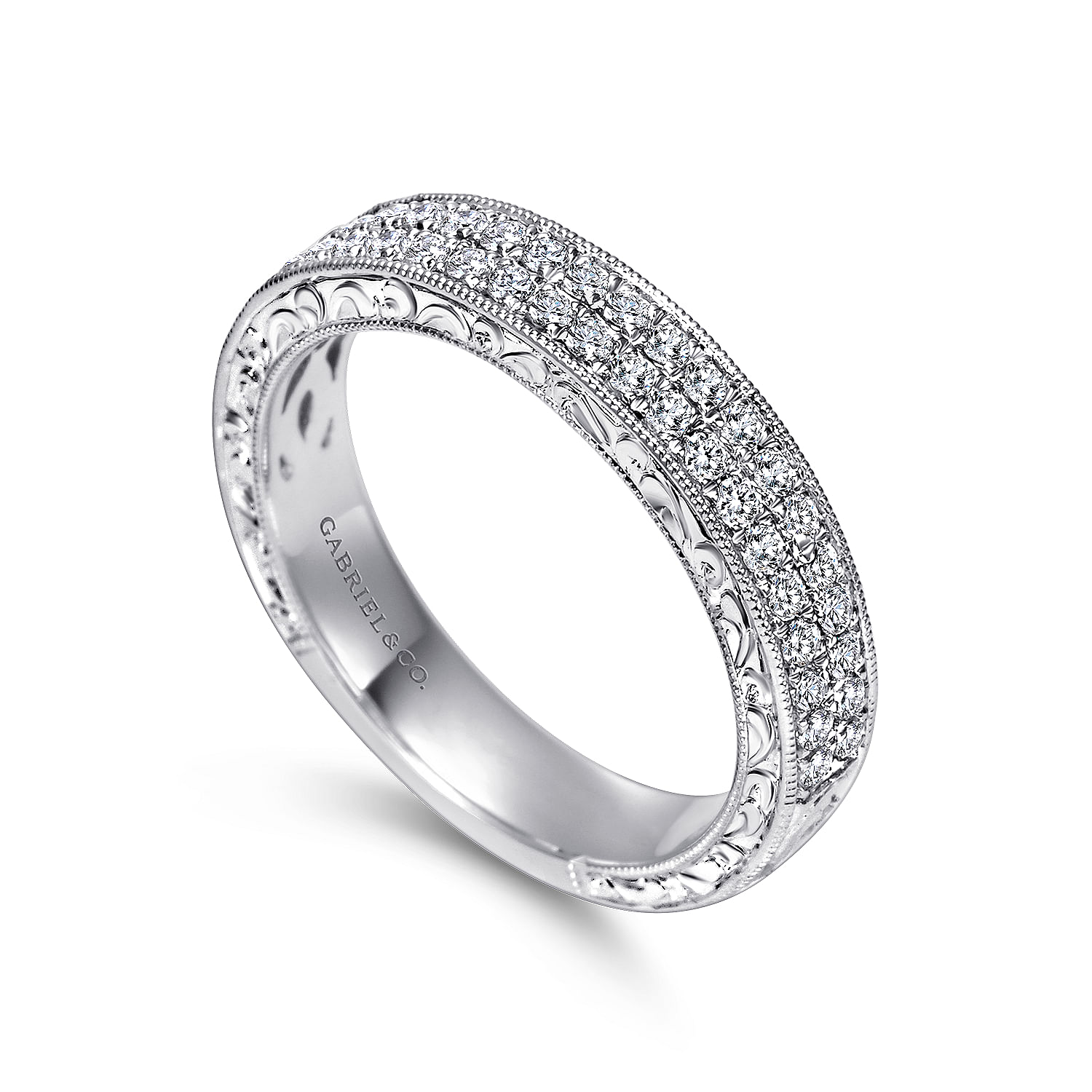 14k White Gold Diamond Fancy Anniversary Band angle 3 14k White Gold Diamond Fancy Anniversary Band angle 3