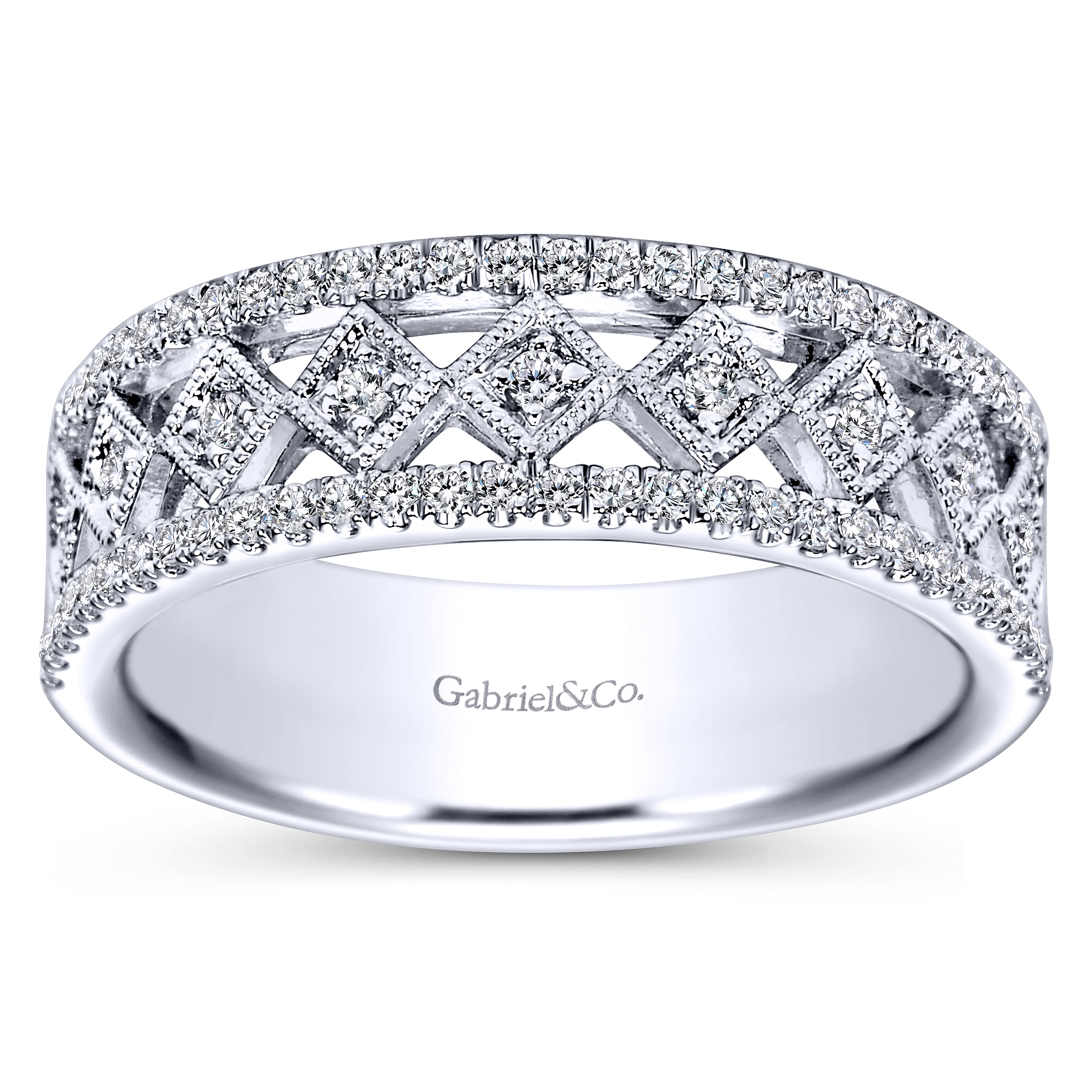 14k White Gold Diamond Fancy Anniversary Band angle 5 14k White Gold Diamond Fancy Anniversary Band angle 5